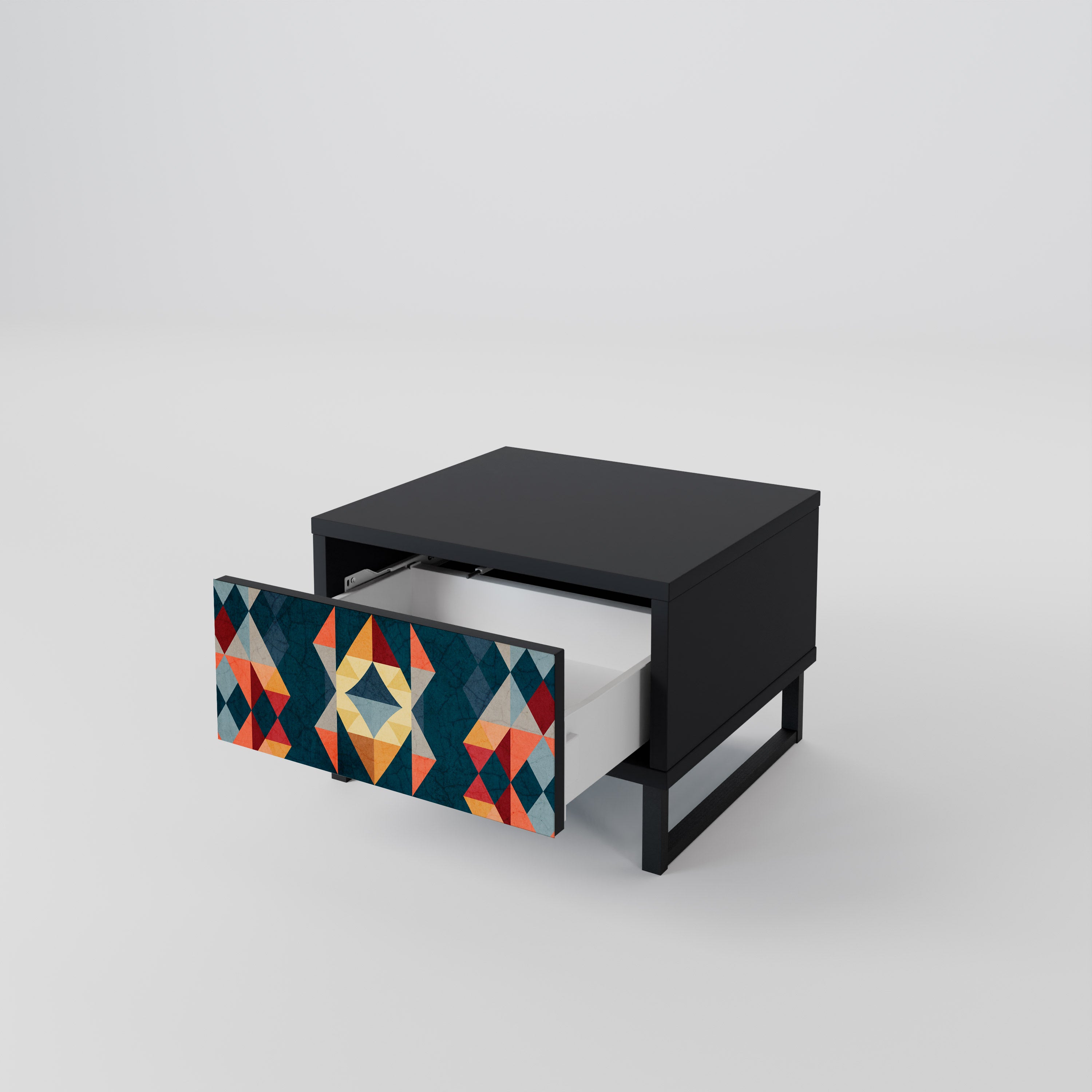CRACKED ILLUSION Nightstand in Black Finish