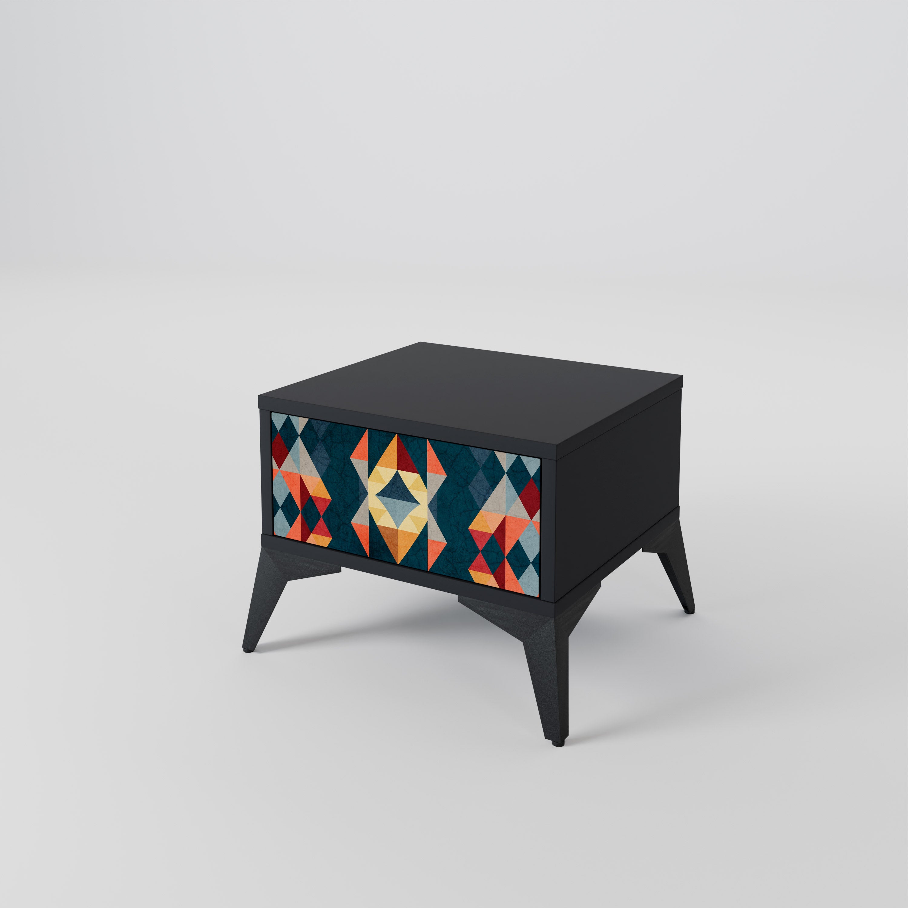 CRACKED ILLUSION Nightstand in Black Finish