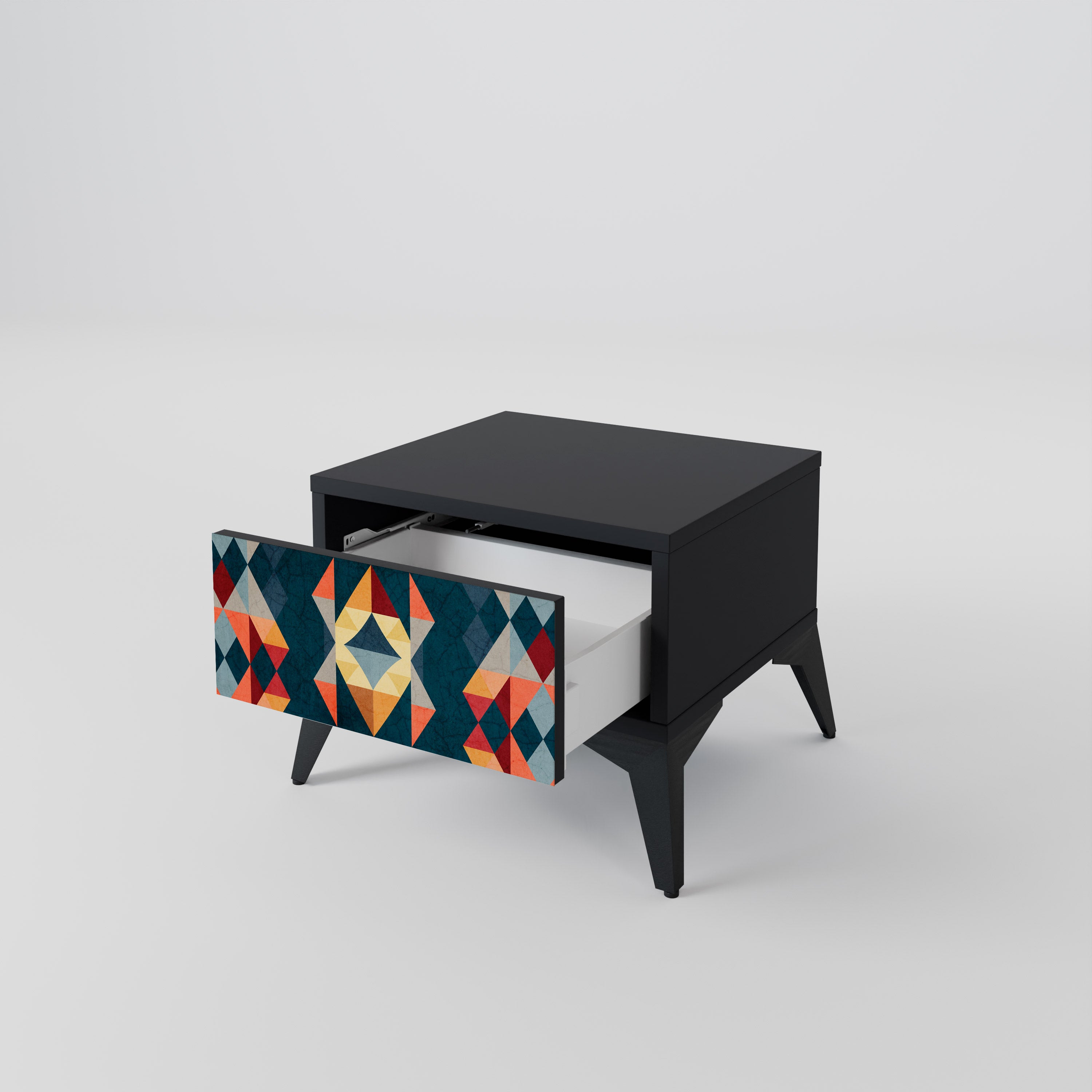 CRACKED ILLUSION Nightstand in Black Finish