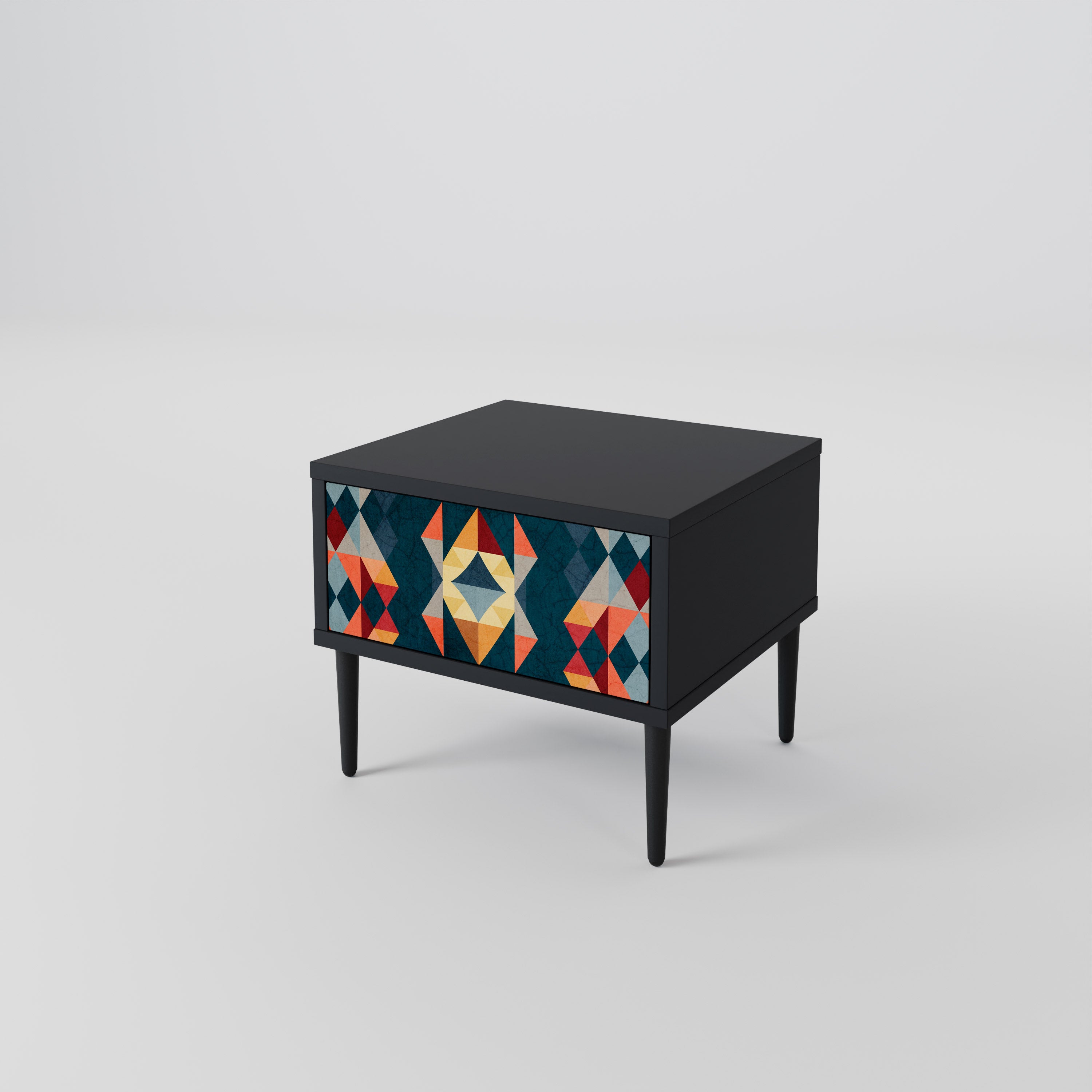 CRACKED ILLUSION Nightstand in Black Finish