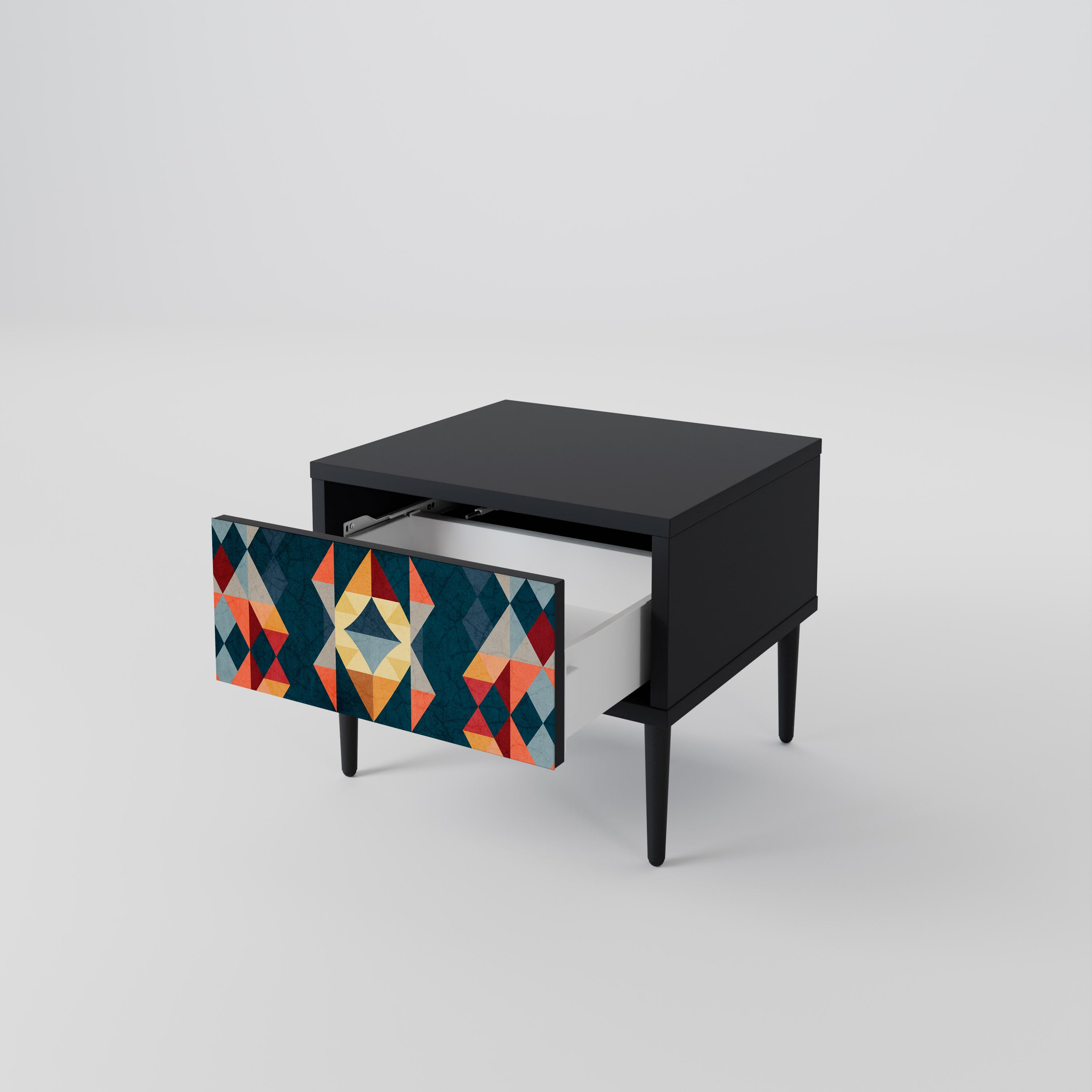 CRACKED ILLUSION Nightstand in Black Finish