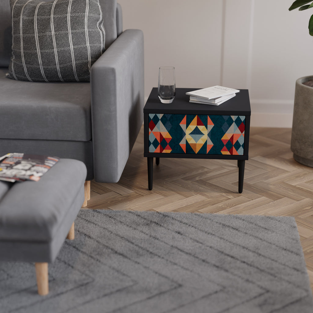 CRACKED ILLUSION Nightstand in Black Finish