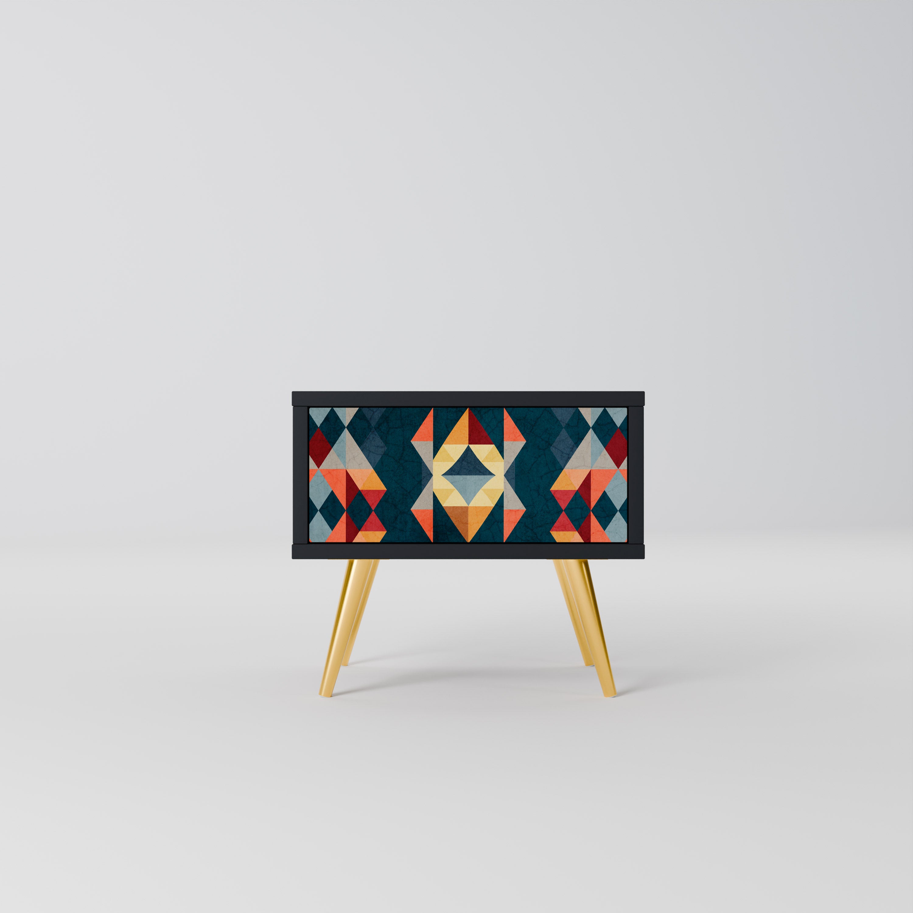 CRACKED ILLUSION Nightstand in Black Finish