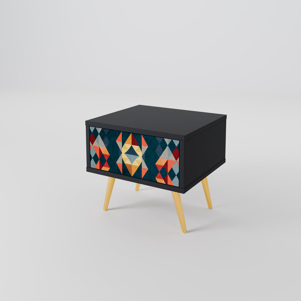 CRACKED ILLUSION Nightstand in Black Finish