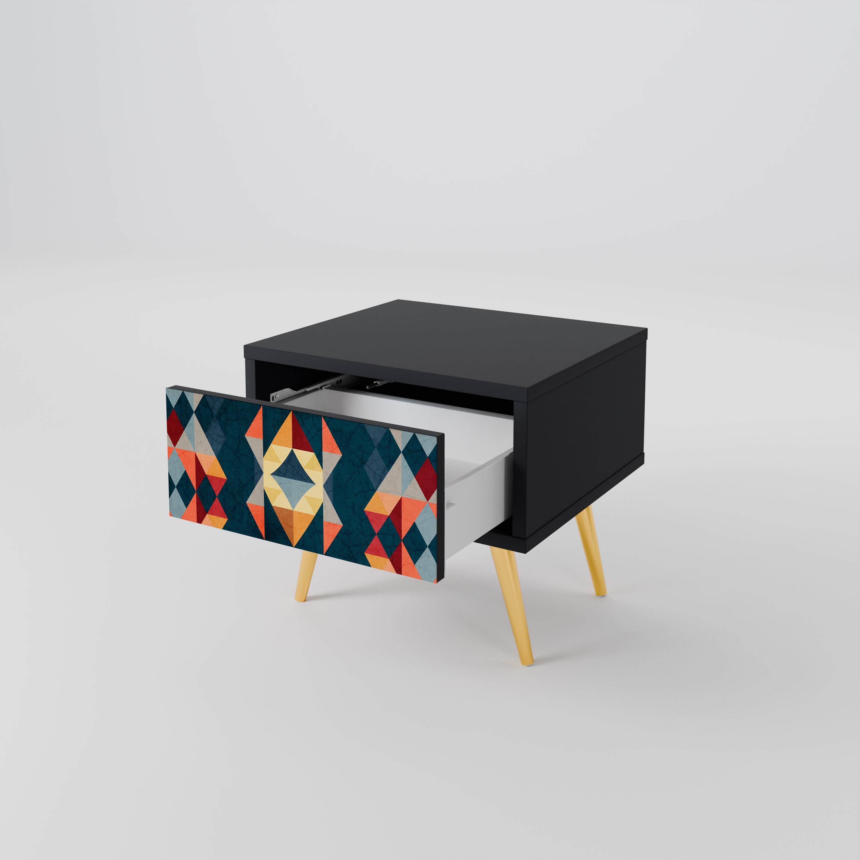 CRACKED ILLUSION Nightstand in Black Finish