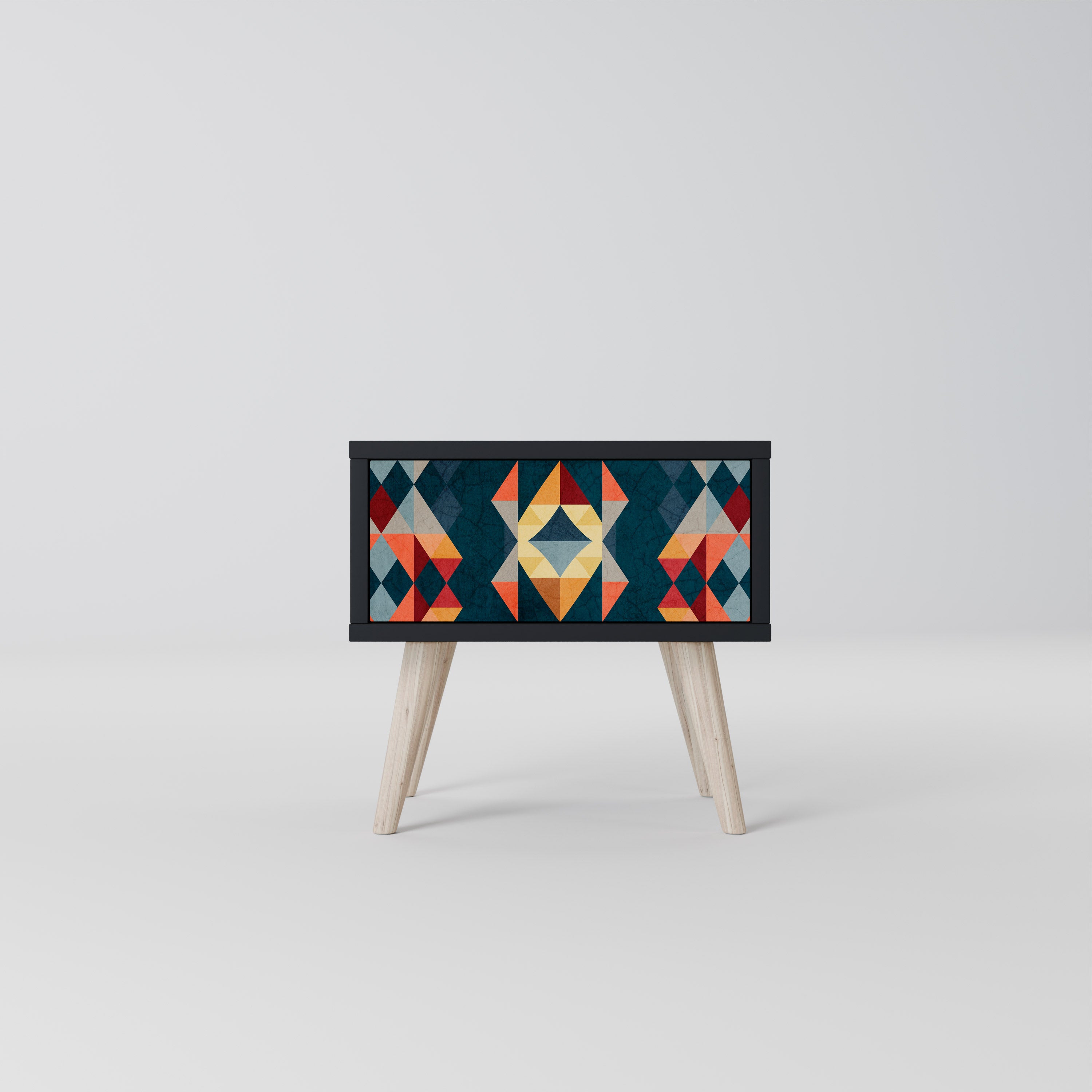 CRACKED ILLUSION Nightstand in Black Finish