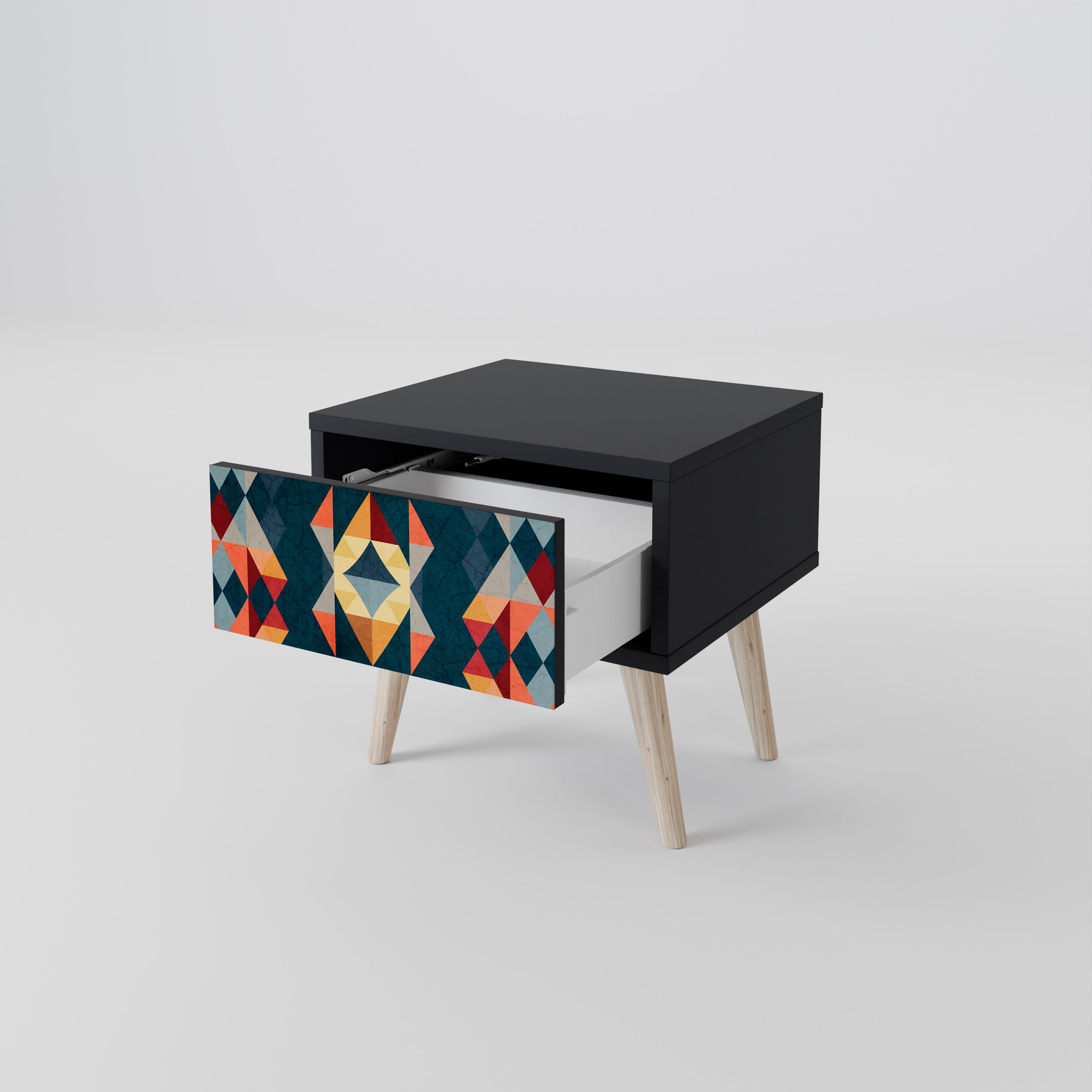 CRACKED ILLUSION Nightstand in Black Finish