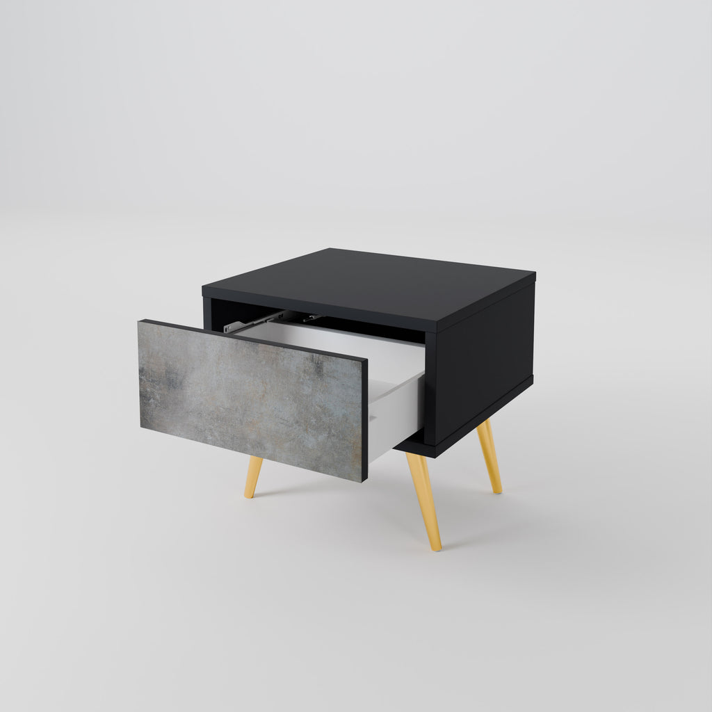 CONCRETE WALL Nightstand in Black Finish