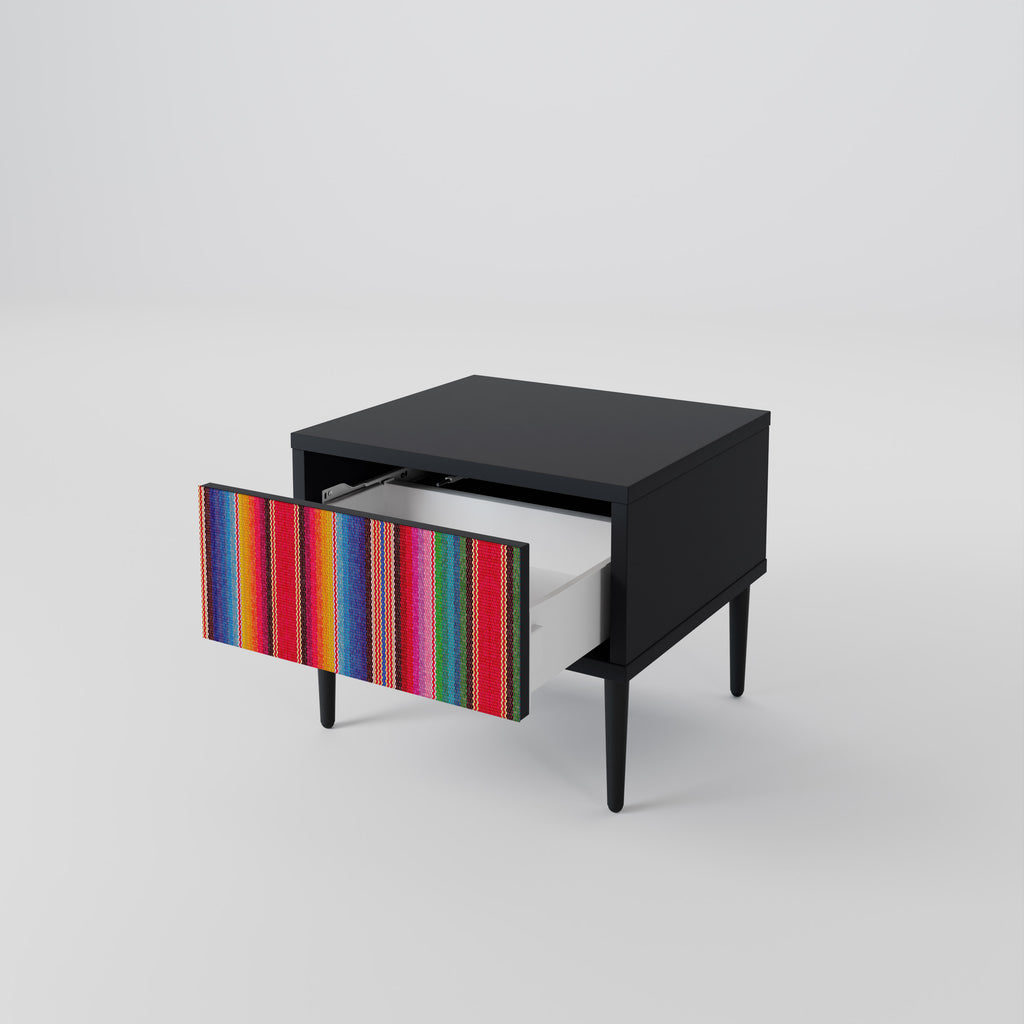 ETHNIC MEXICAN Nightstand in Black Finish