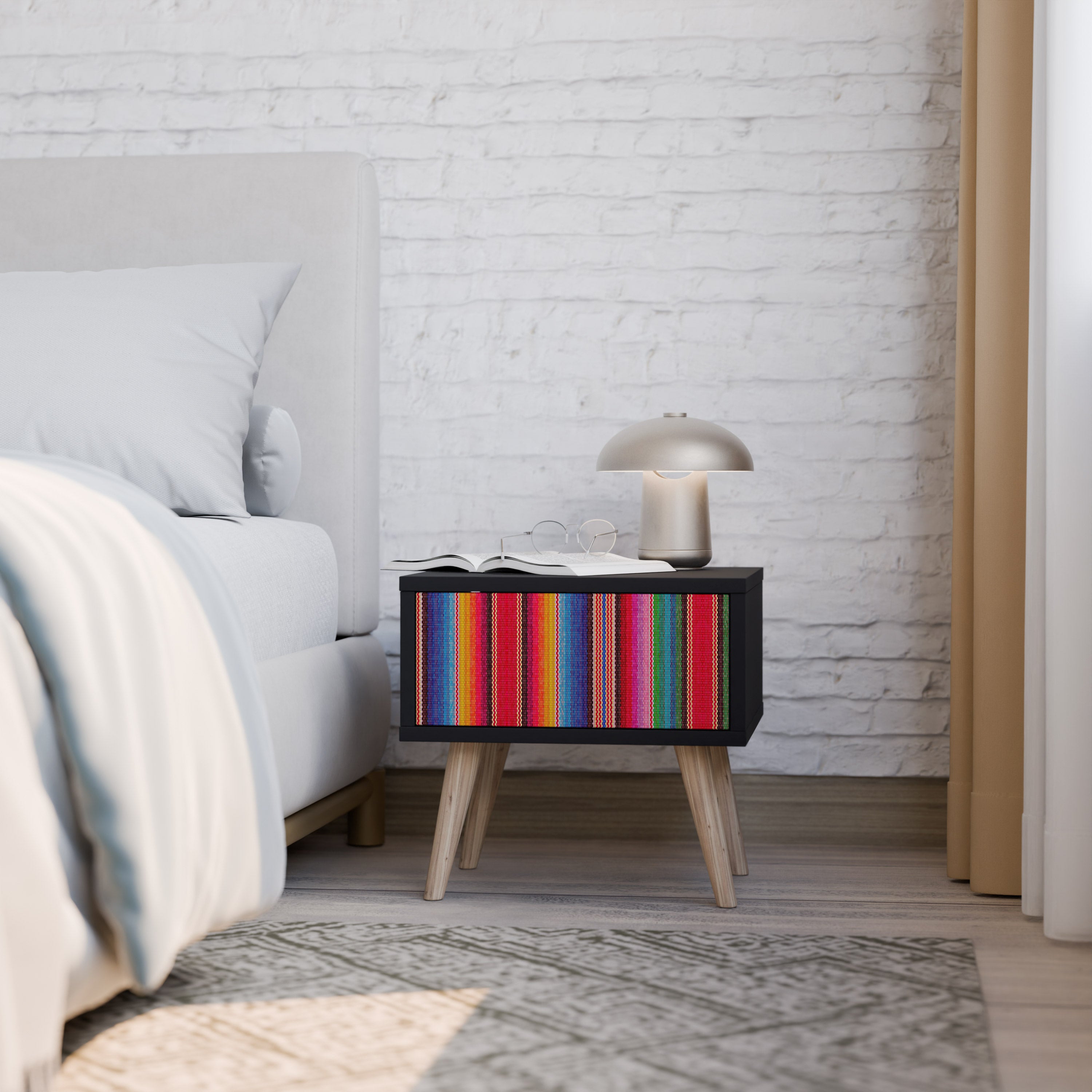 ETHNIC MEXICAN Nightstand in Black Finish