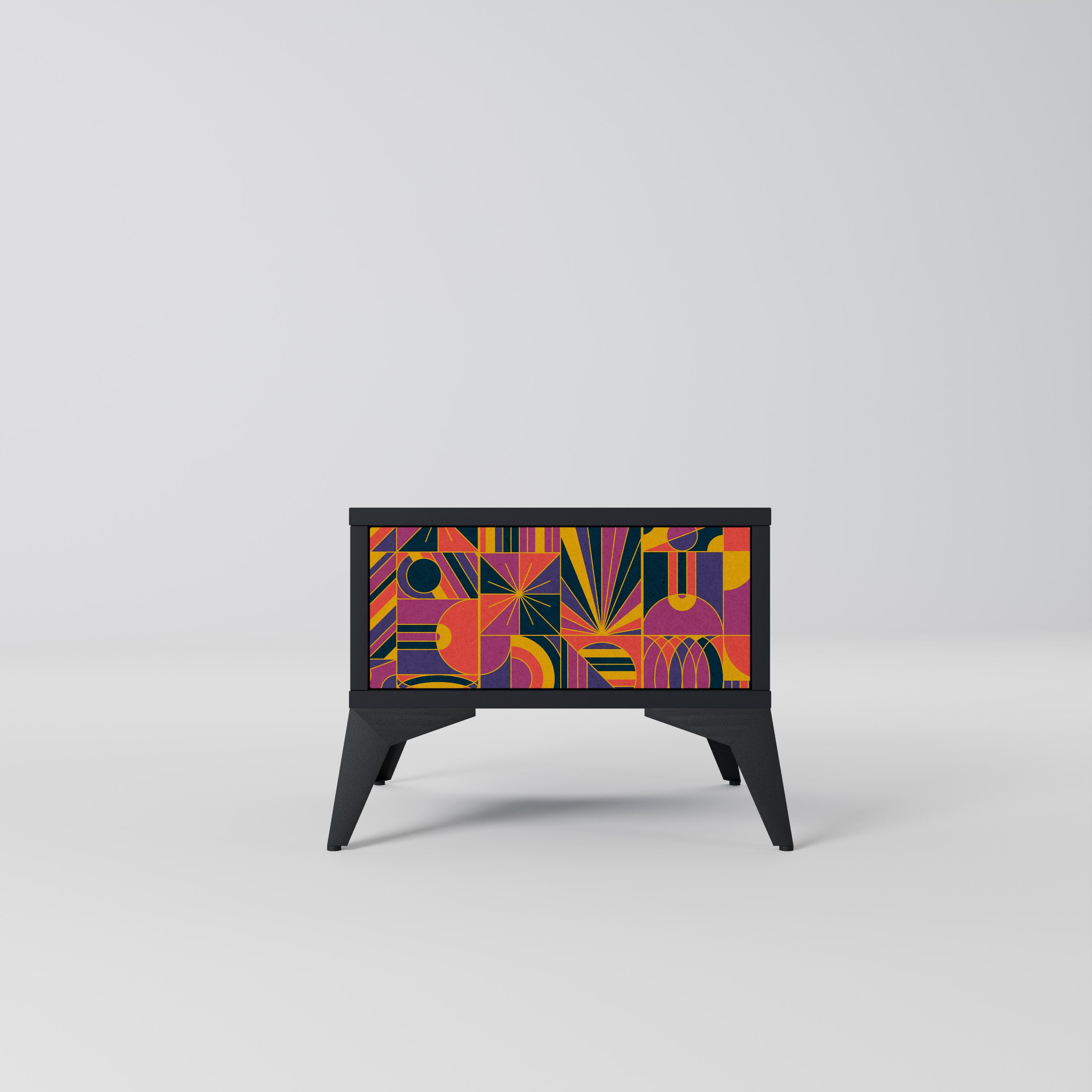 ELECTRIC PATTERNS Nightstand in Black Finish