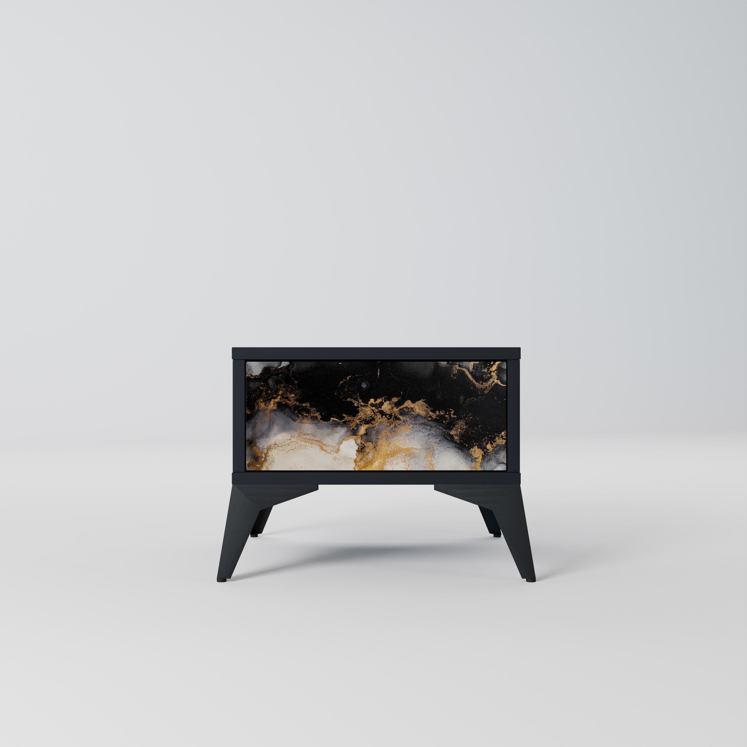 MARBLE OF TOMMORROW Nightstand in Black Finish