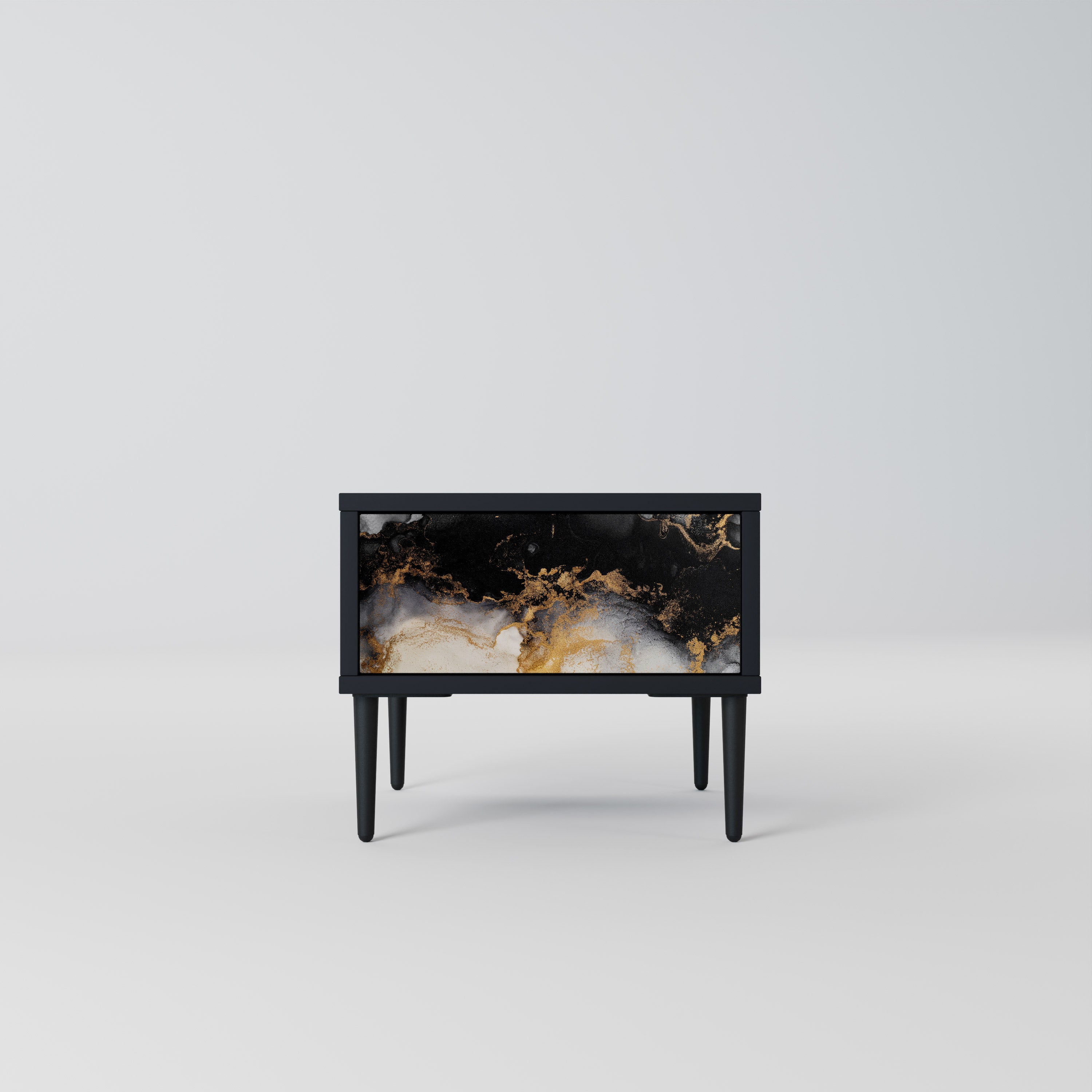MARBLE OF TOMMORROW Nightstand in Black Finish