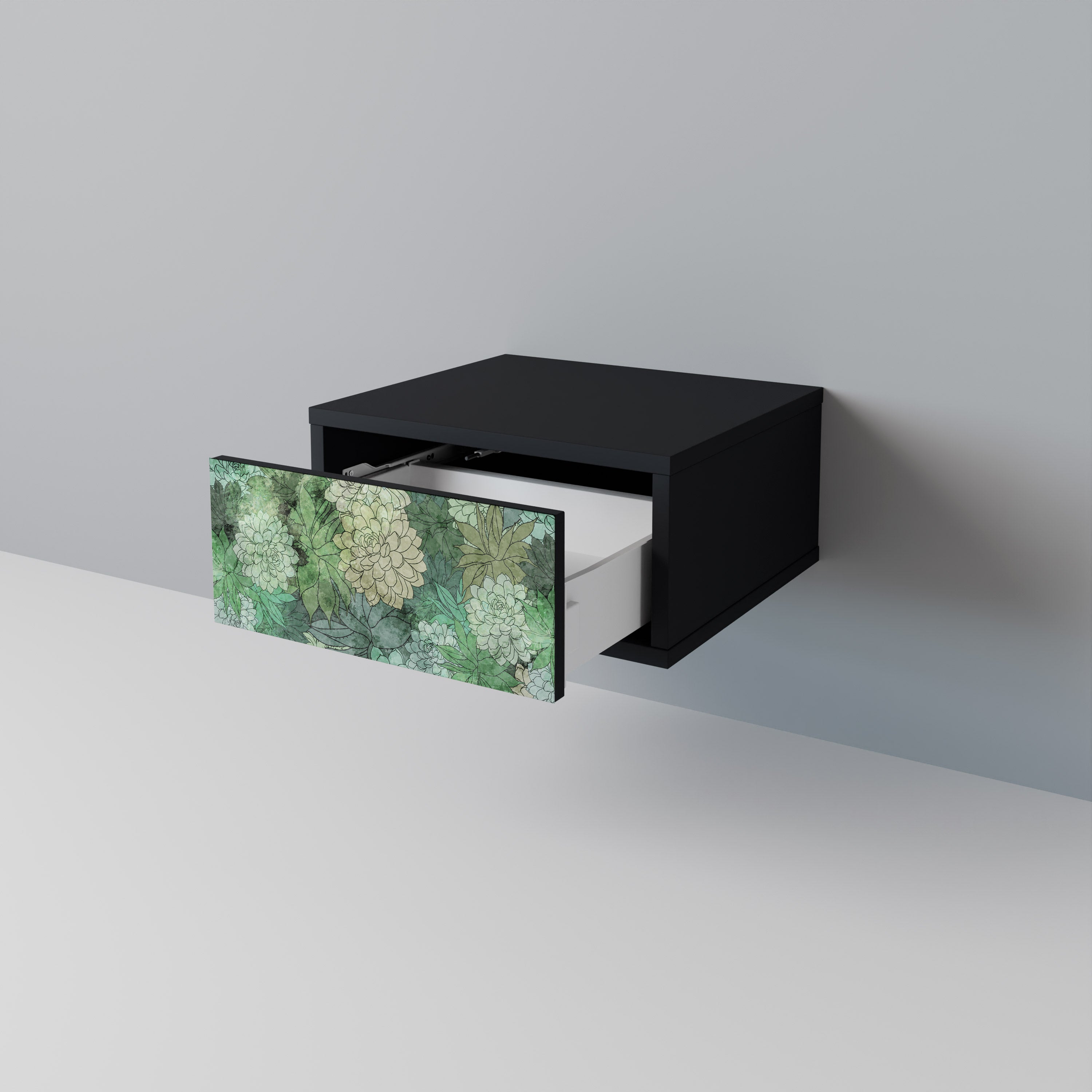 SUCCULENT CLUSTER Nightstand in Black Finish