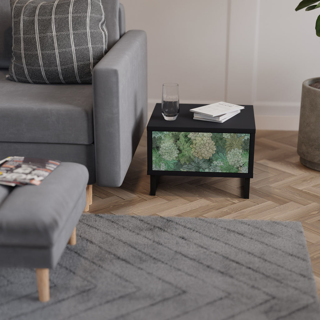 SUCCULENT CLUSTER Nightstand in Black Finish