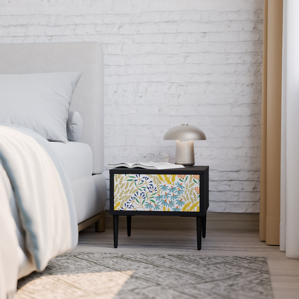 HELLO SPRING Nightstand in Black Finish