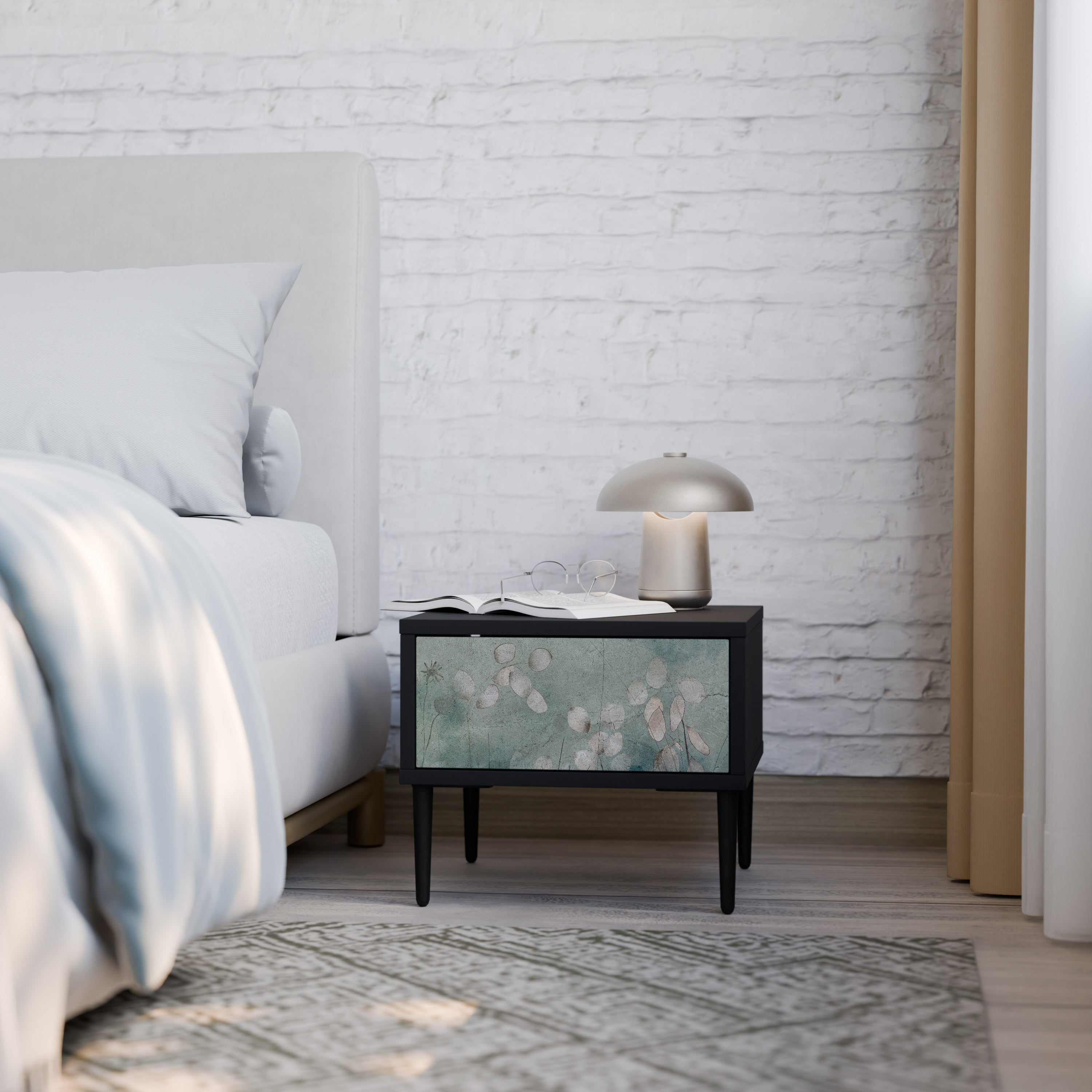 NIGHT LADY Nightstand in Black Finish