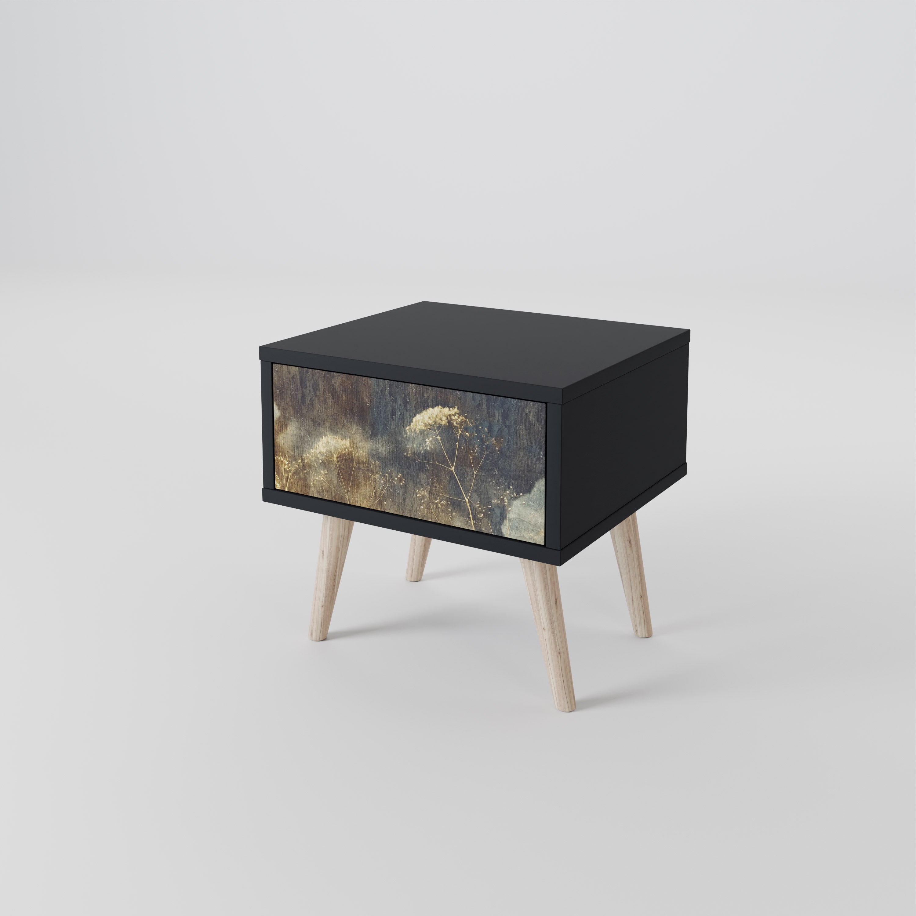 GENTLE POWER Nightstand in Black Finish