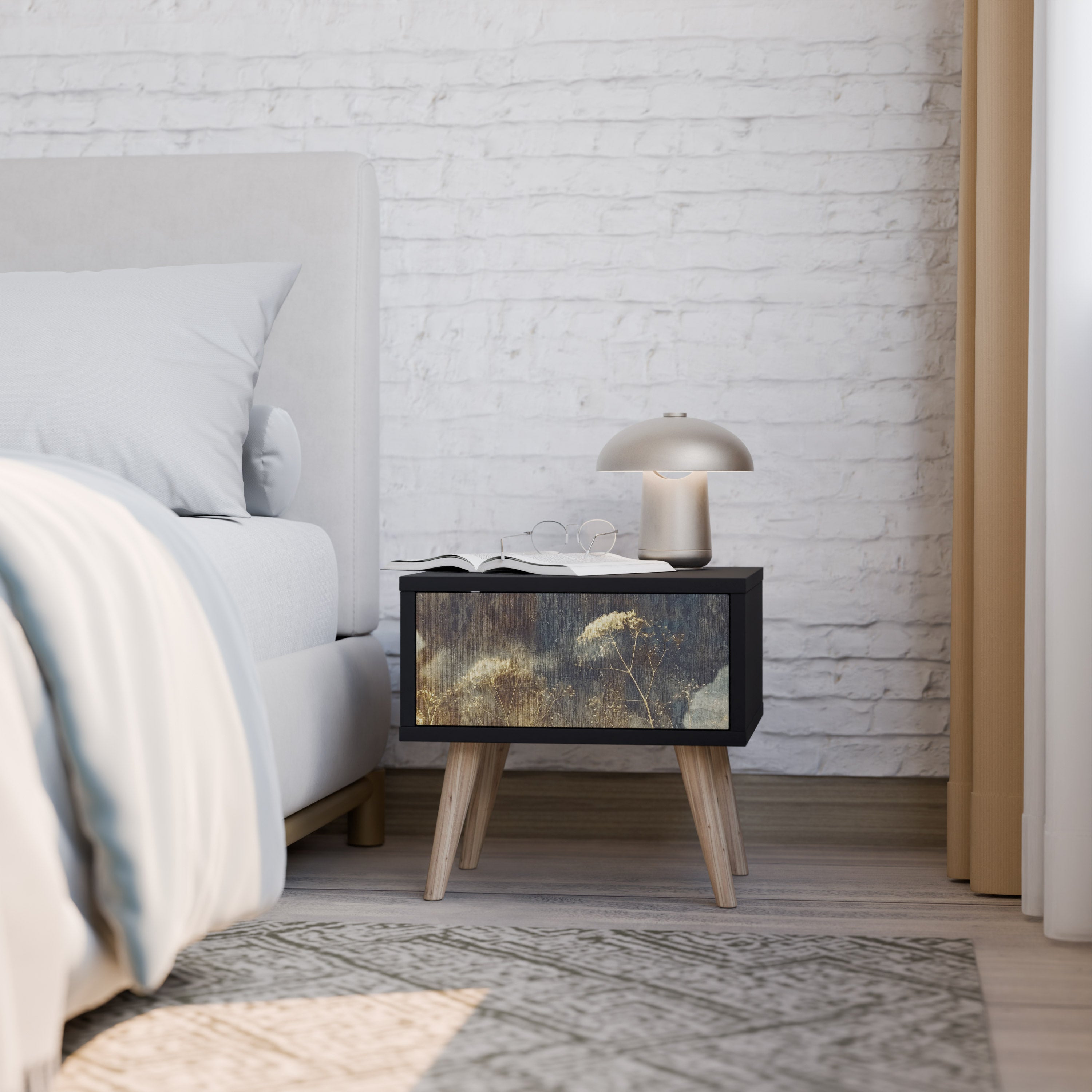 GENTLE POWER Nightstand in Black Finish