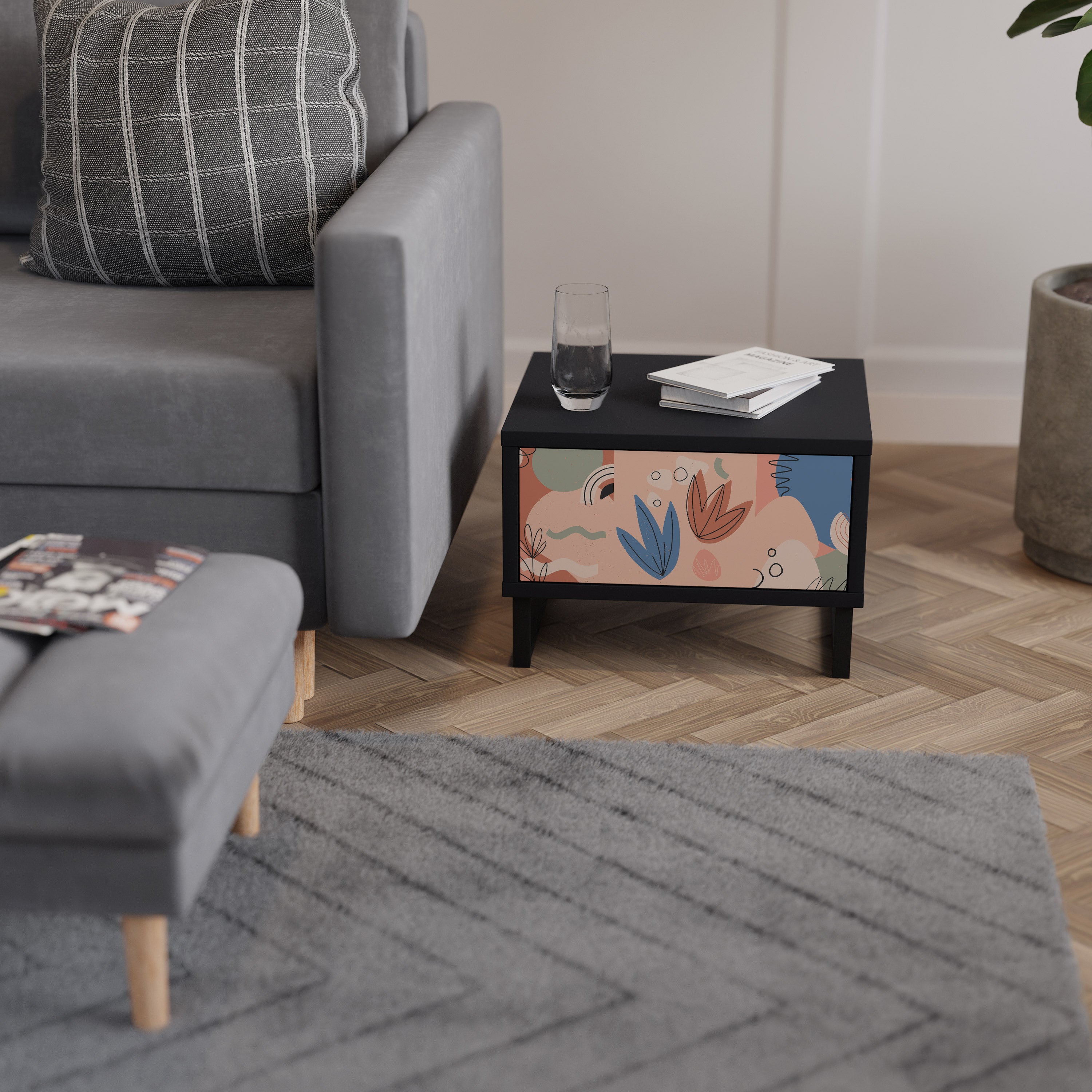 PASTEL DESTINY Nightstand in Black Finish