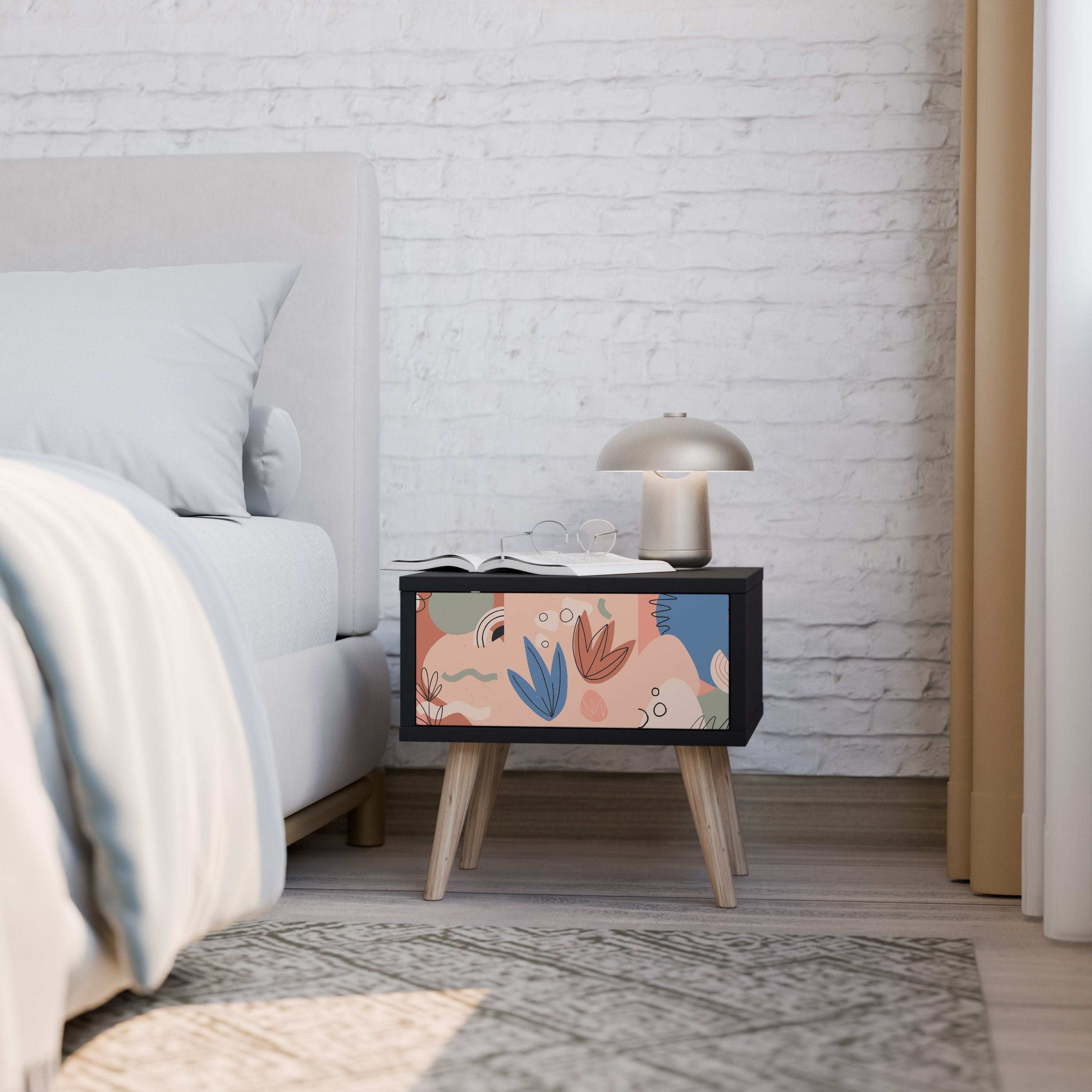 PASTEL DESTINY Nightstand in Black Finish