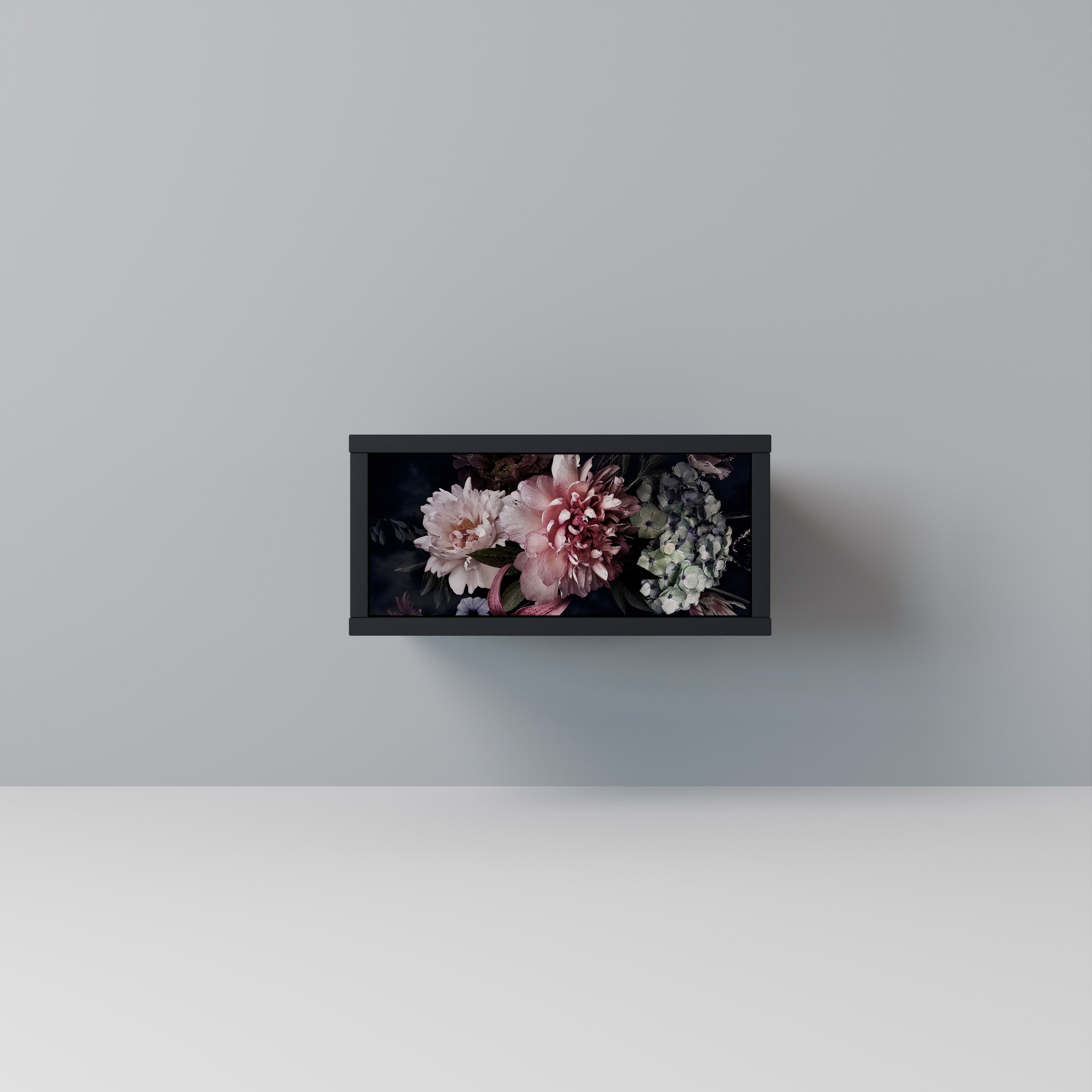 PURE BLOSSOM Nightstand in Black Finish