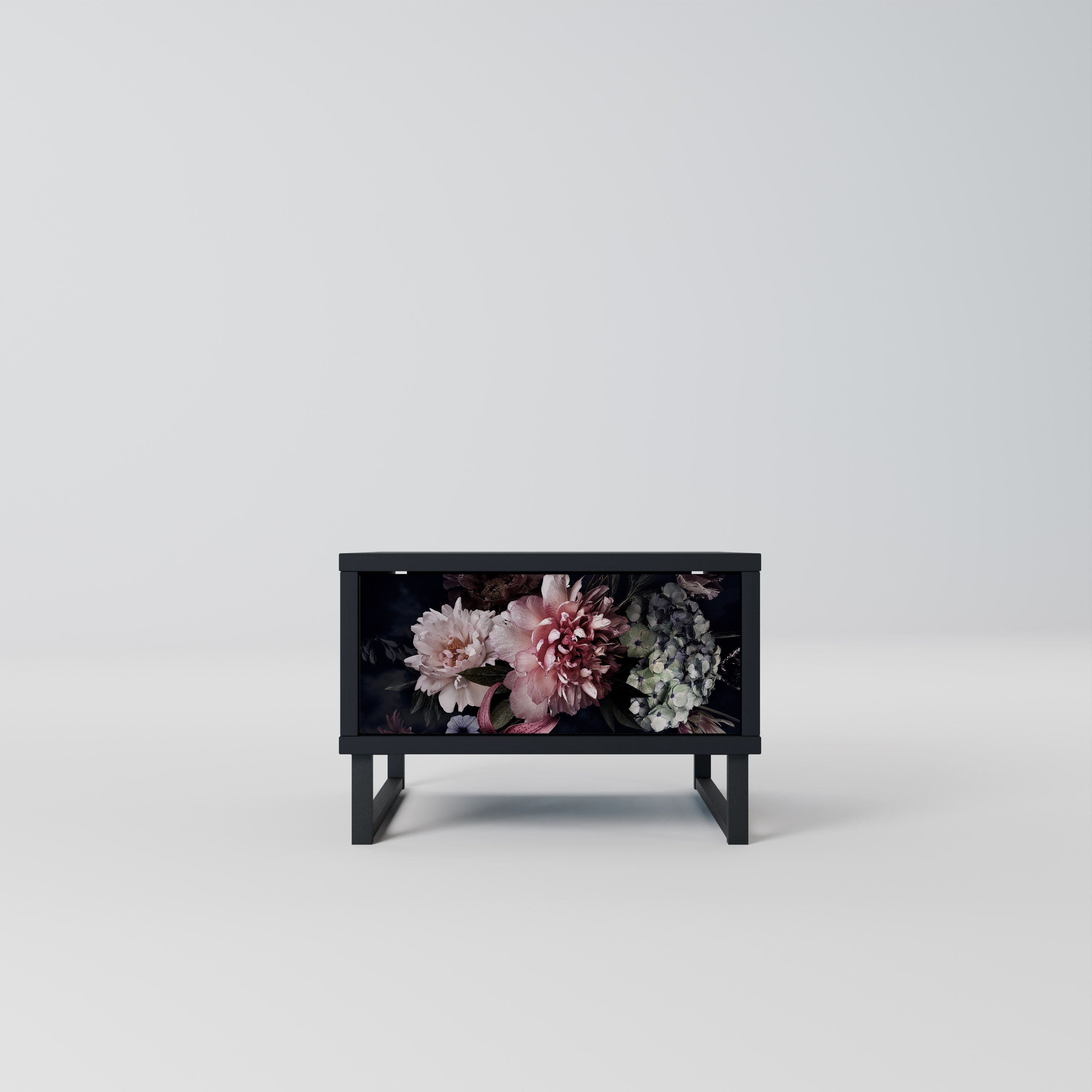 PURE BLOSSOM Nightstand in Black Finish