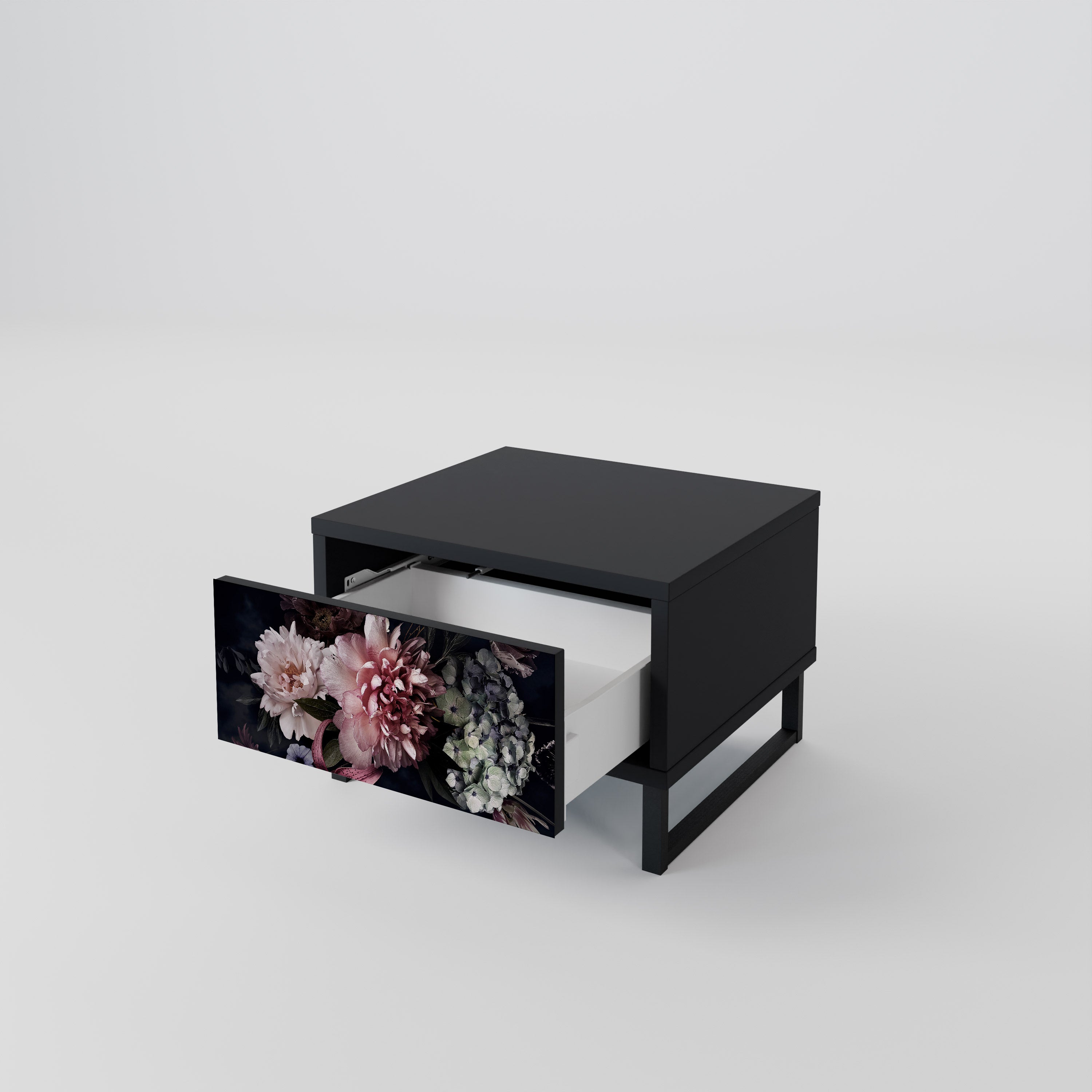 PURE BLOSSOM Nightstand in Black Finish