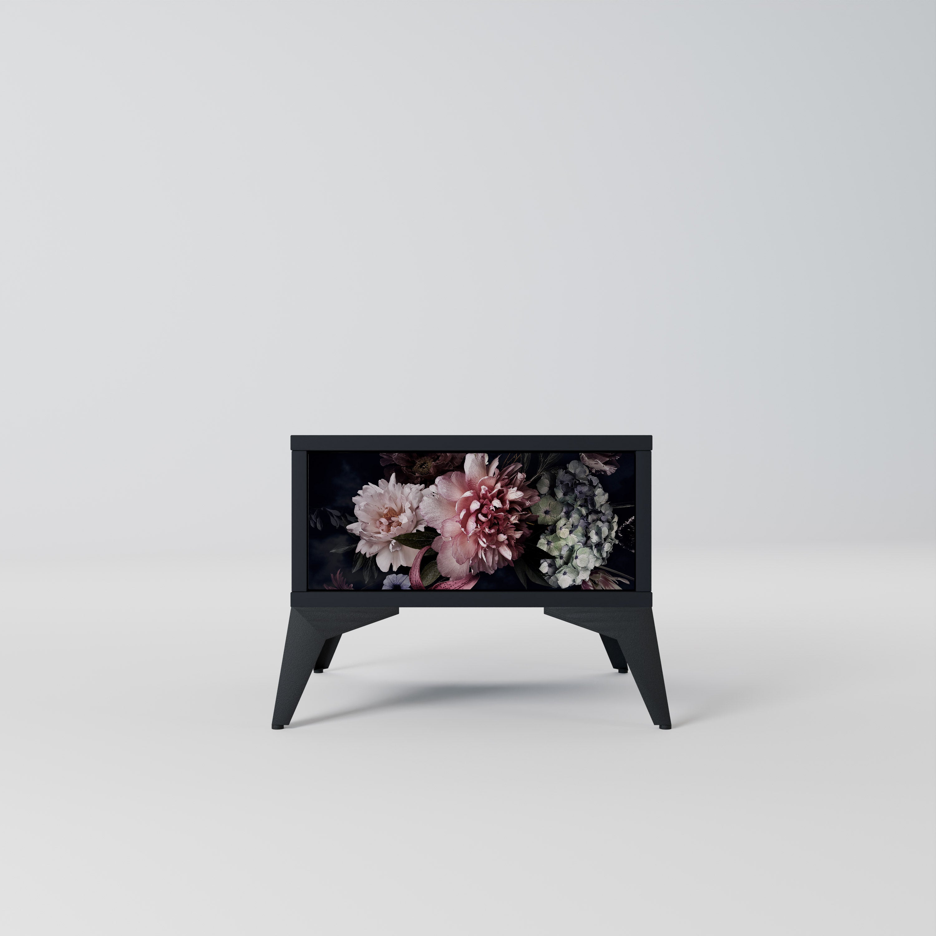 PURE BLOSSOM Nightstand in Black Finish