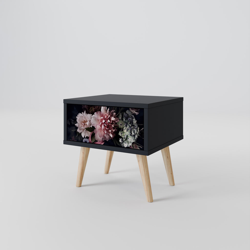 PURE BLOSSOM Nightstand in Black Finish