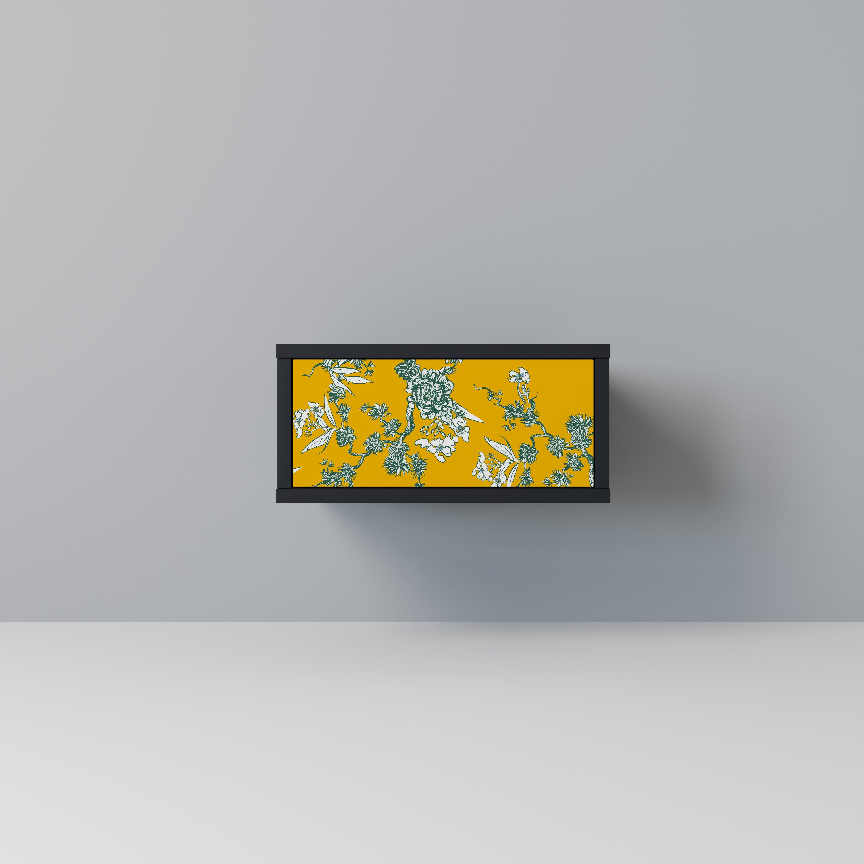 YELLOW CHINOISERIE Nightstand in Black Finish