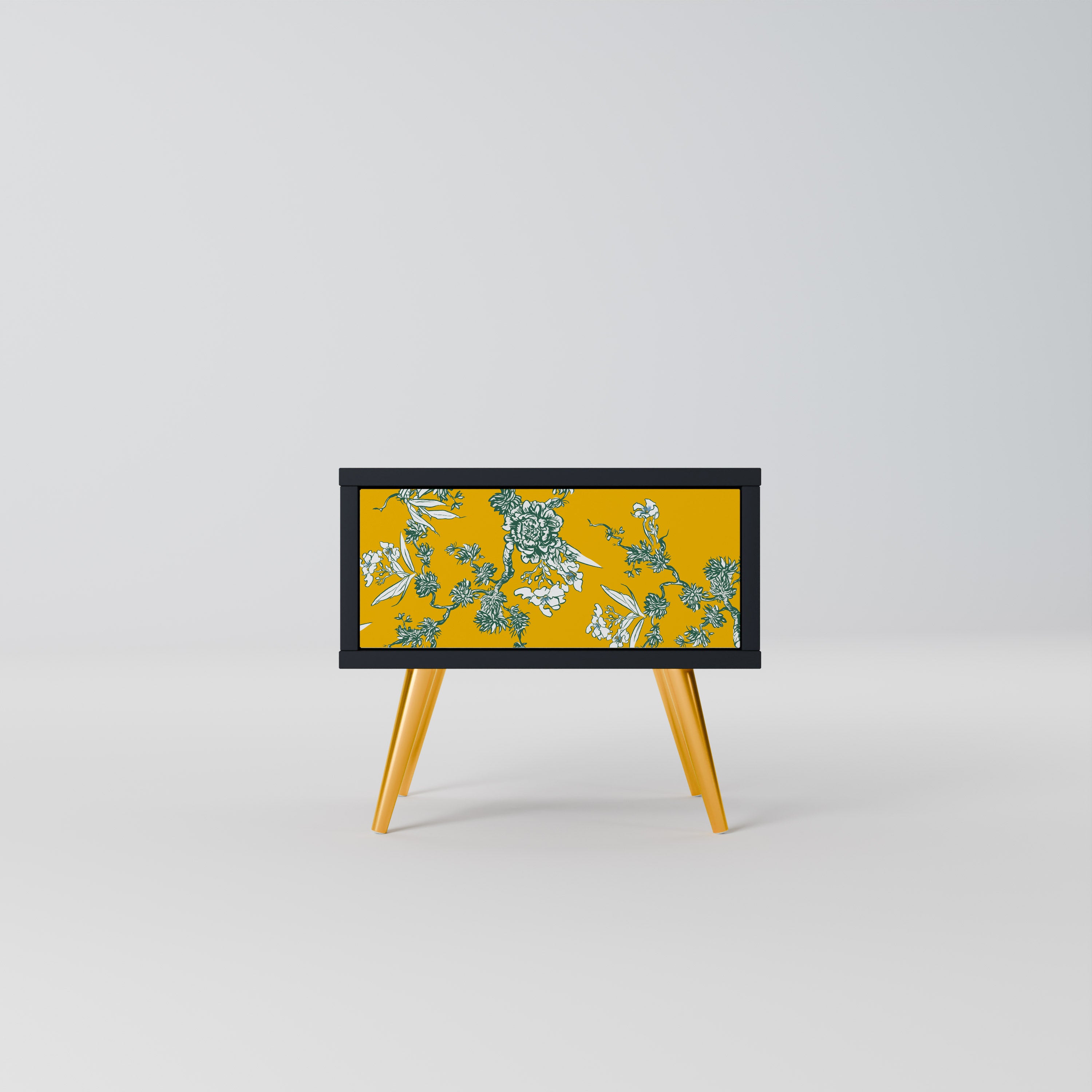 YELLOW CHINOISERIE Nightstand in Black Finish