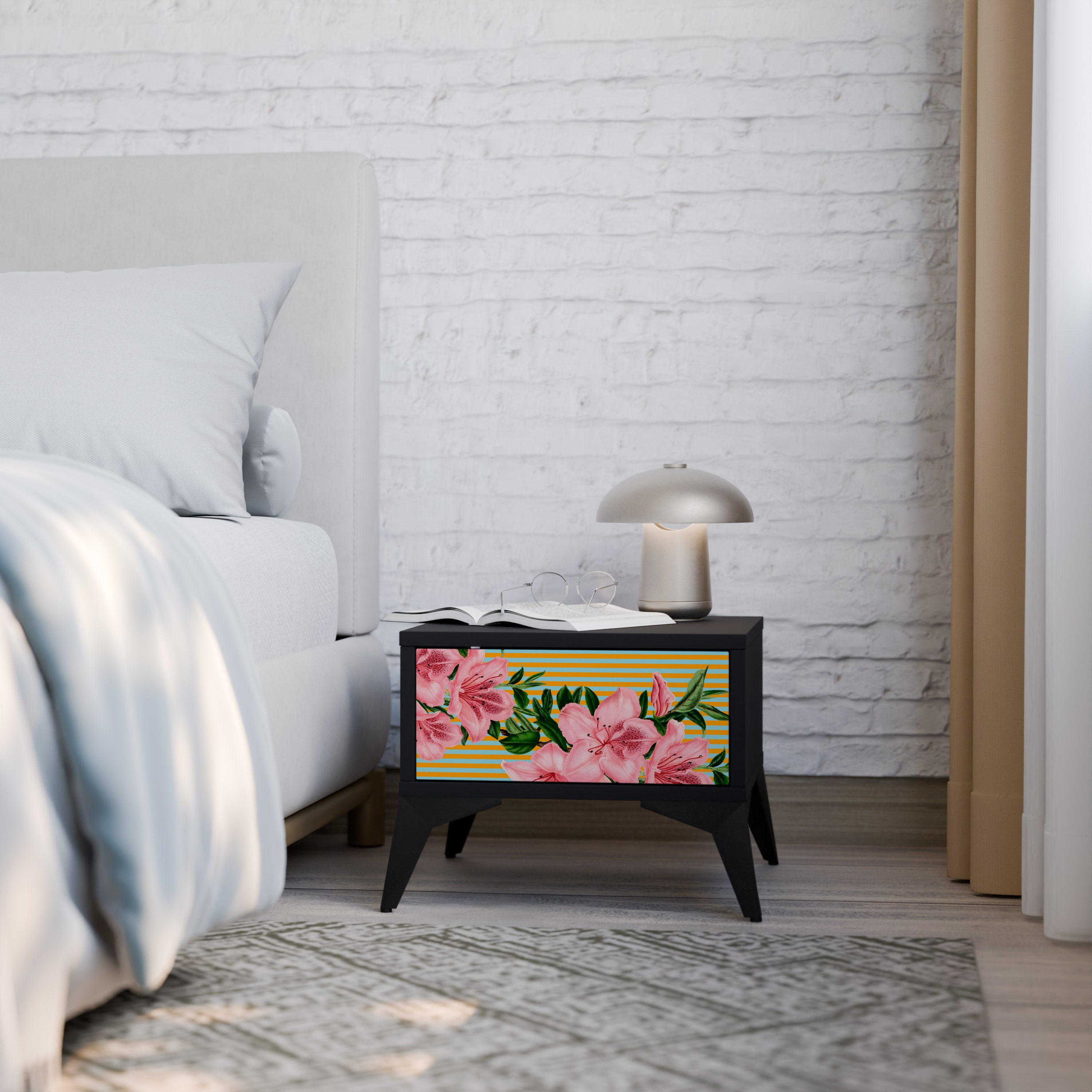 FRAGILE BEAUTY Nightstand in Black Finish
