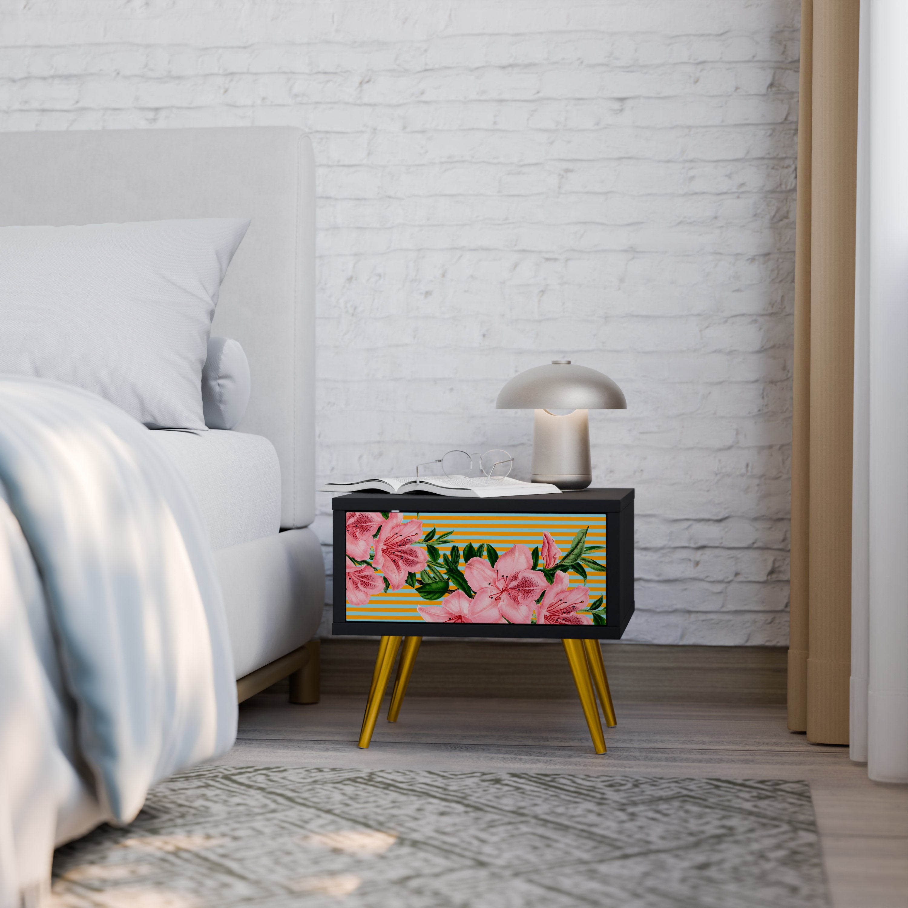 FRAGILE BEAUTY Nightstand in Black Finish