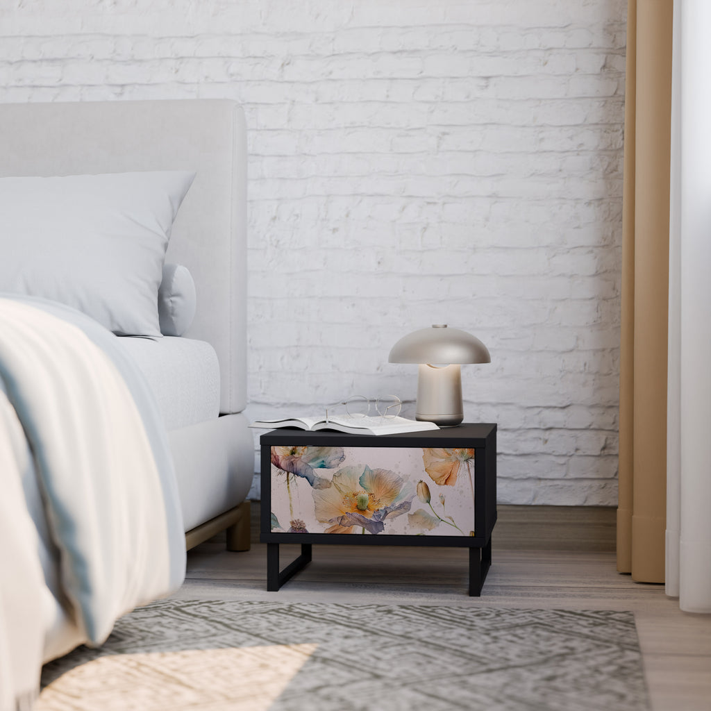 SOFTEN POPPY Nightstand in Black Finish