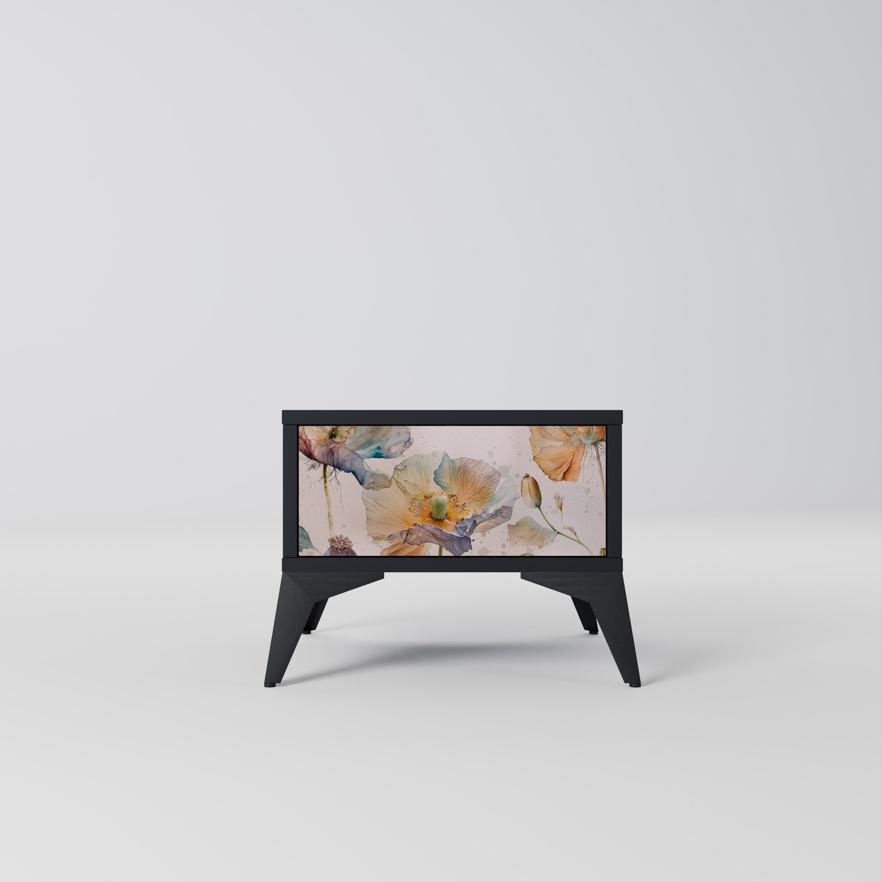 SOFTEN POPPY Nightstand in Black Finish