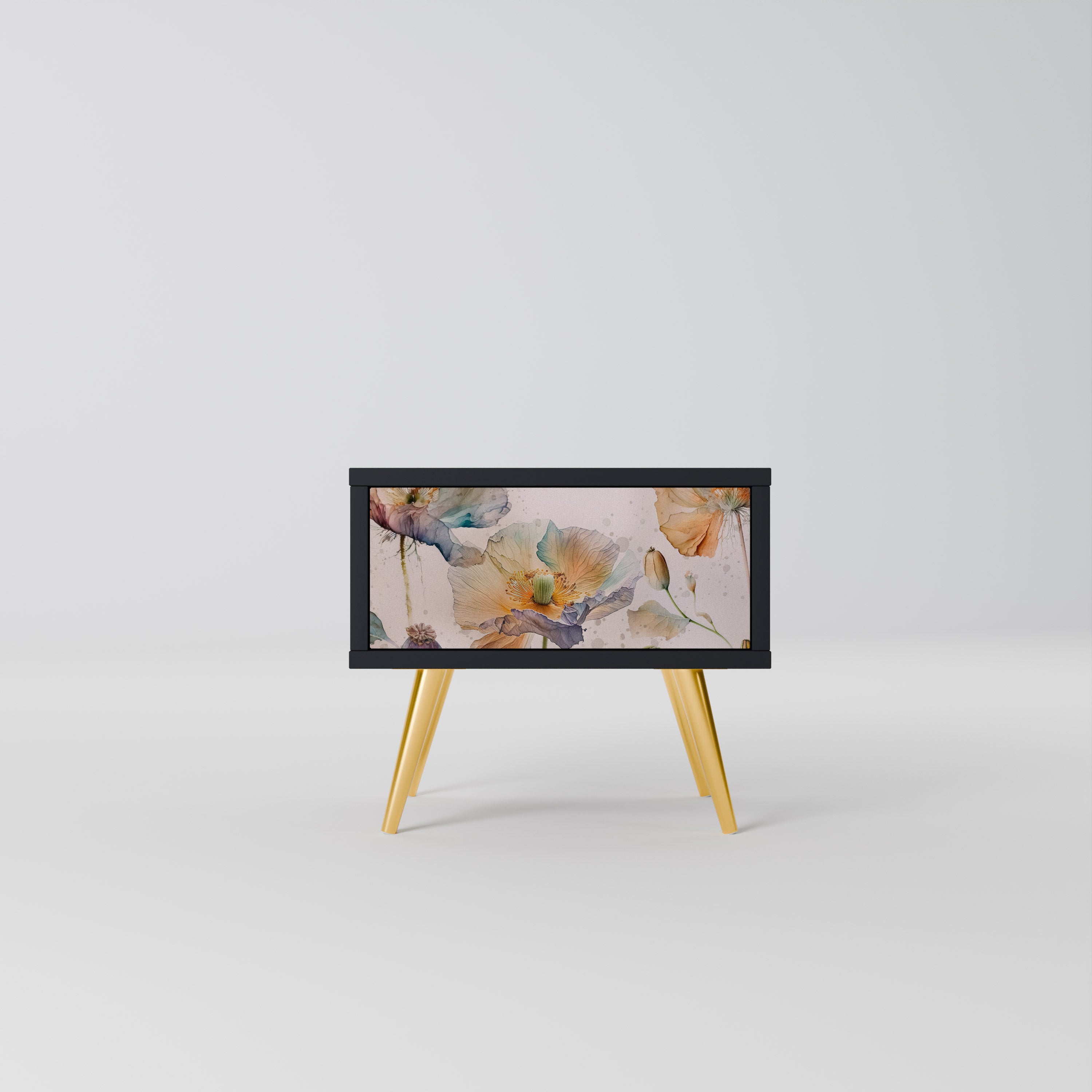 SOFTEN POPPY Nightstand in Black Finish
