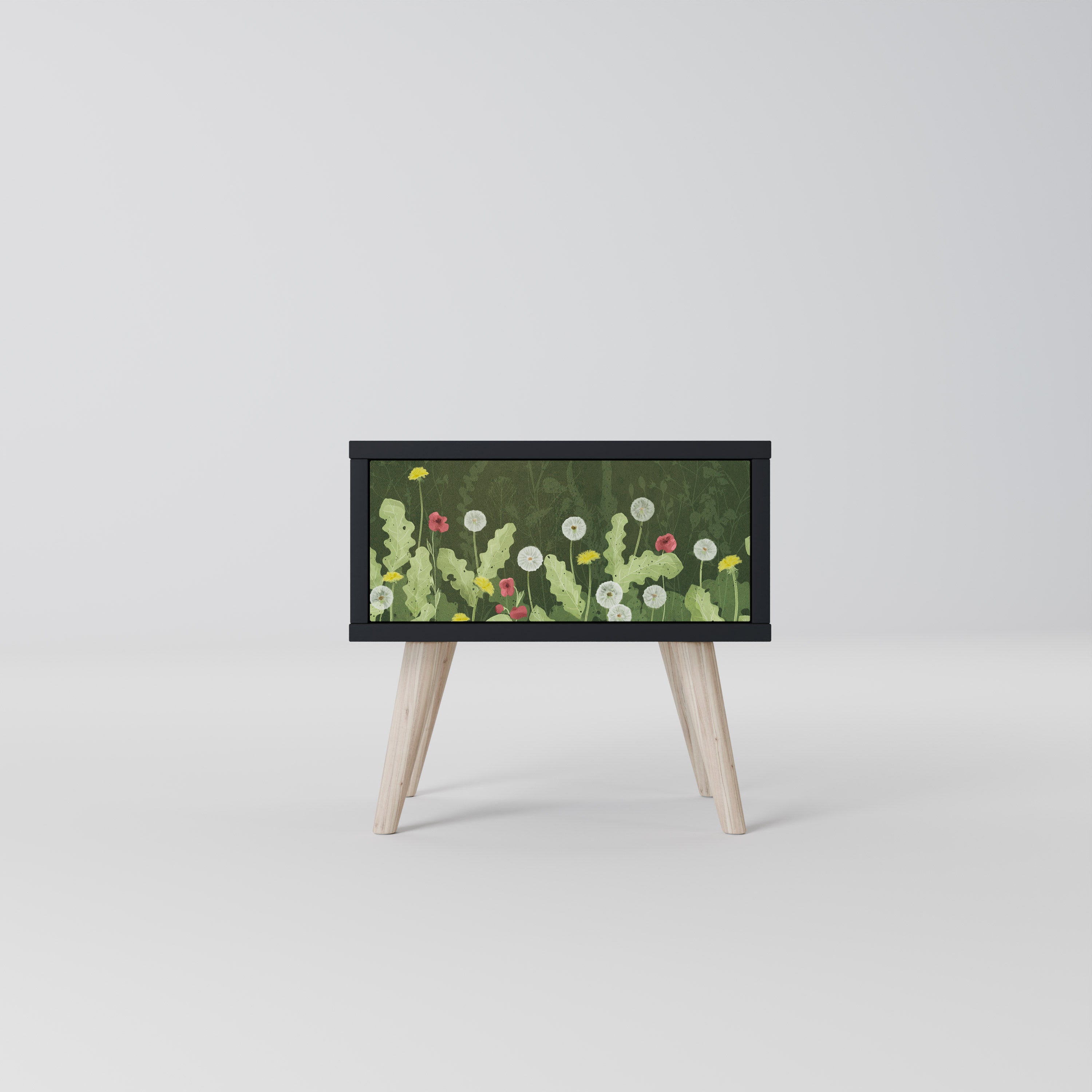 DANDELION AMUSE Nightstand in Black Finish