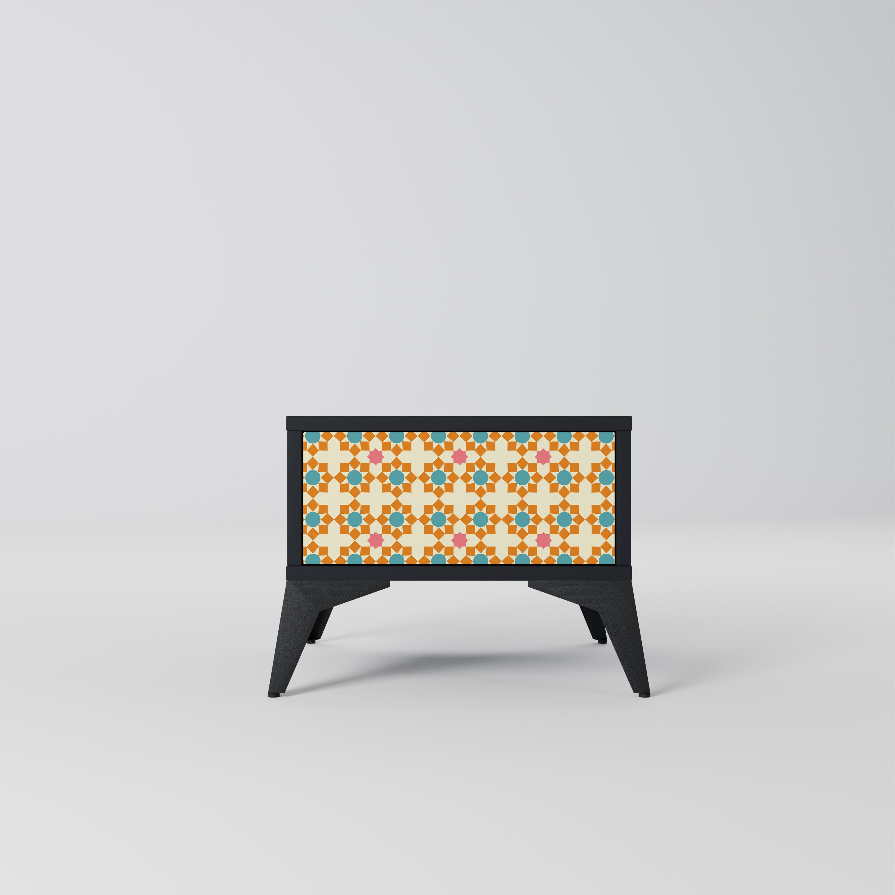 FLORAL DECOR Nightstand in Black Finish