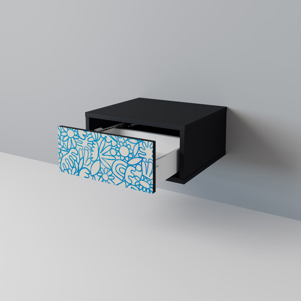 BLOOMY MORNING Nightstand in Black Finish