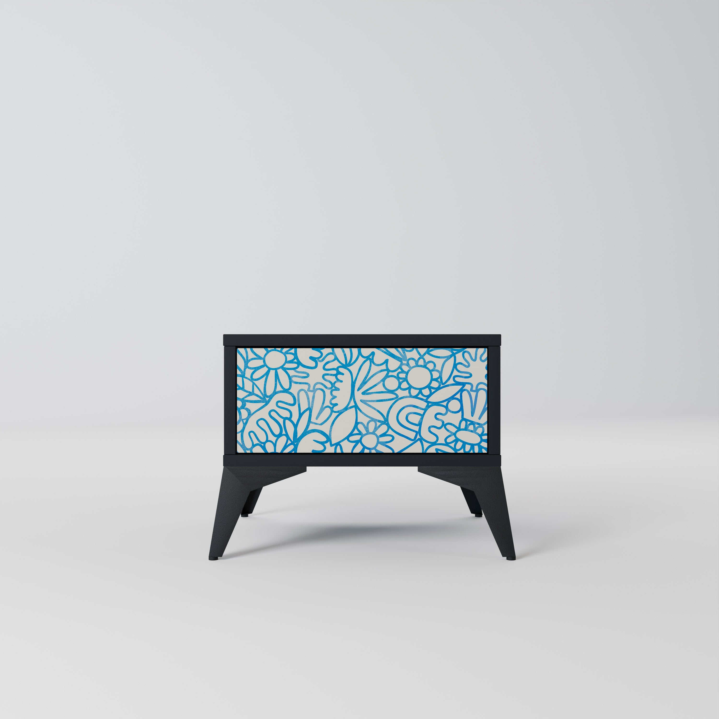 BLOOMY MORNING Nightstand in Black Finish