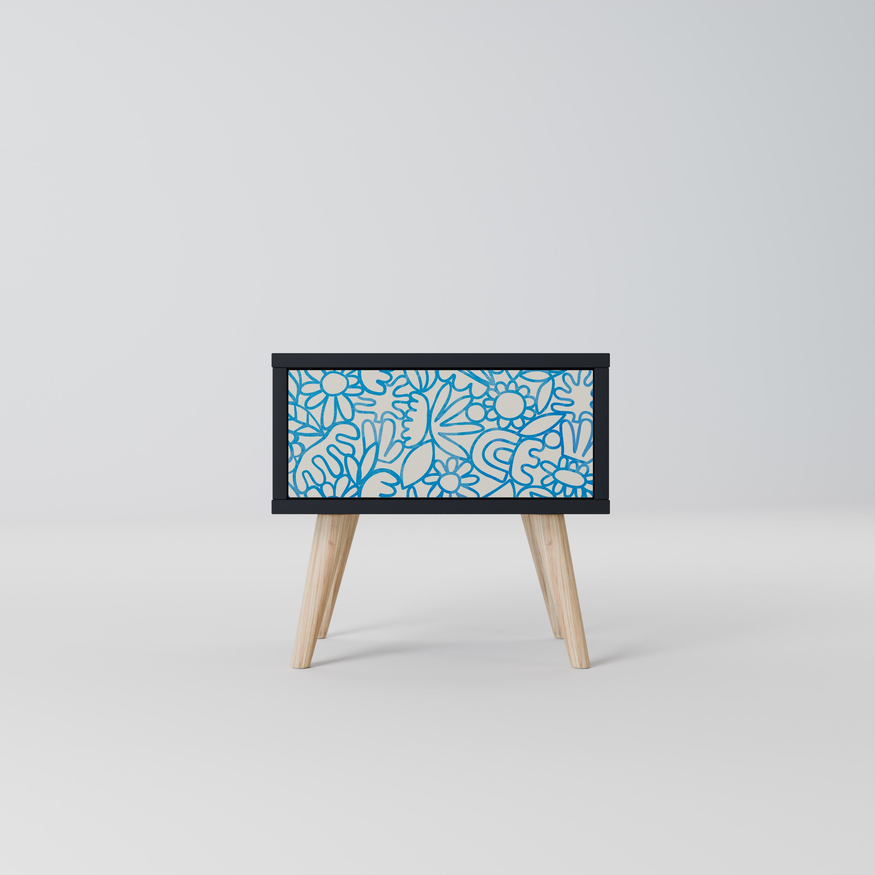 BLOOMY MORNING Nightstand in Black Finish