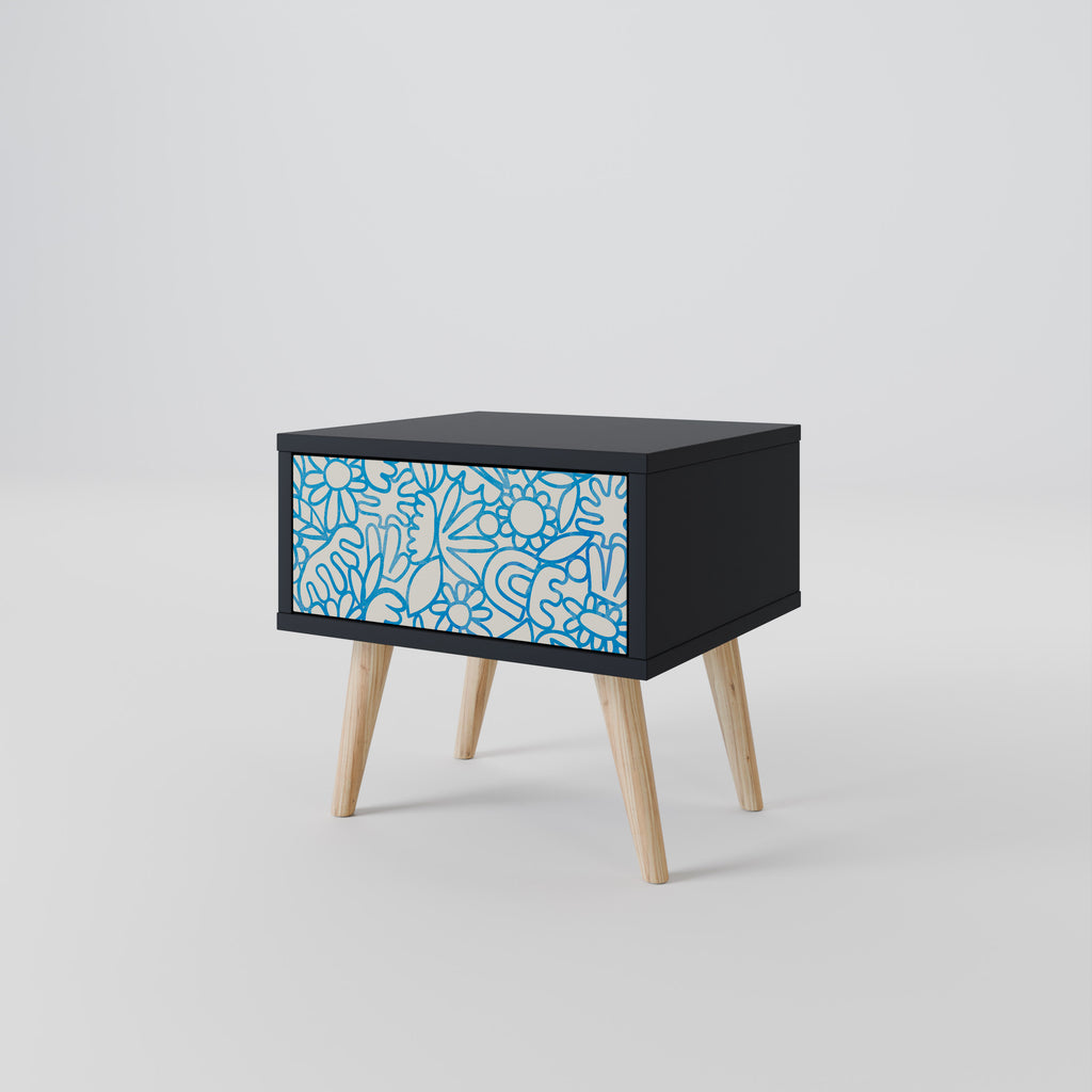 BLOOMY MORNING Nightstand in Black Finish