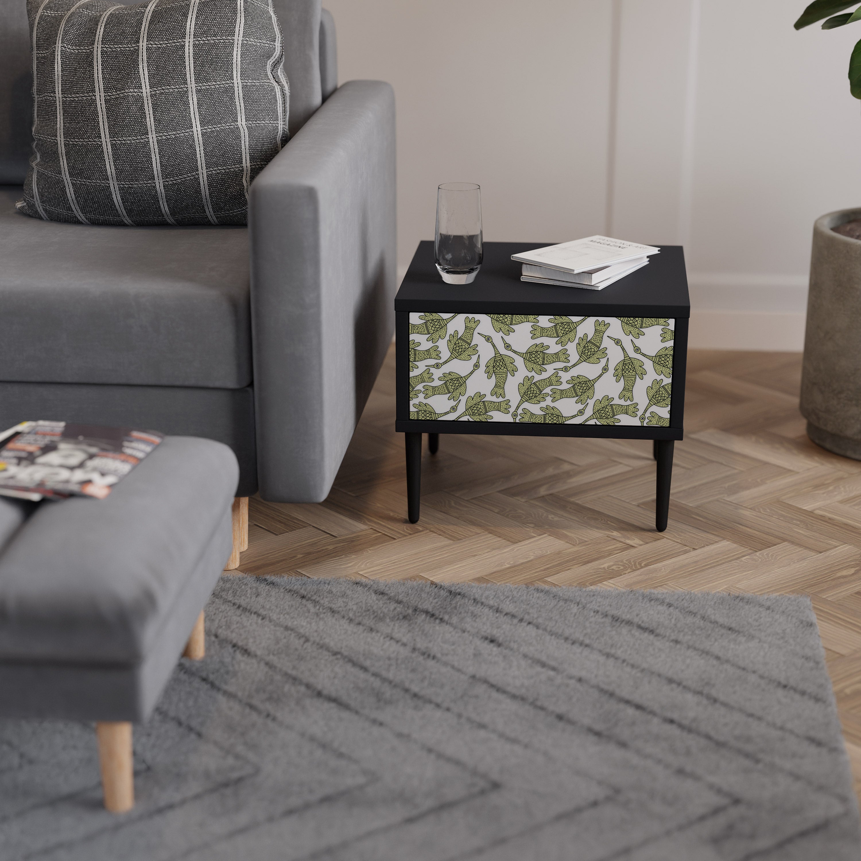 SEEDLING SONGBIRD Nightstand in Black Finish