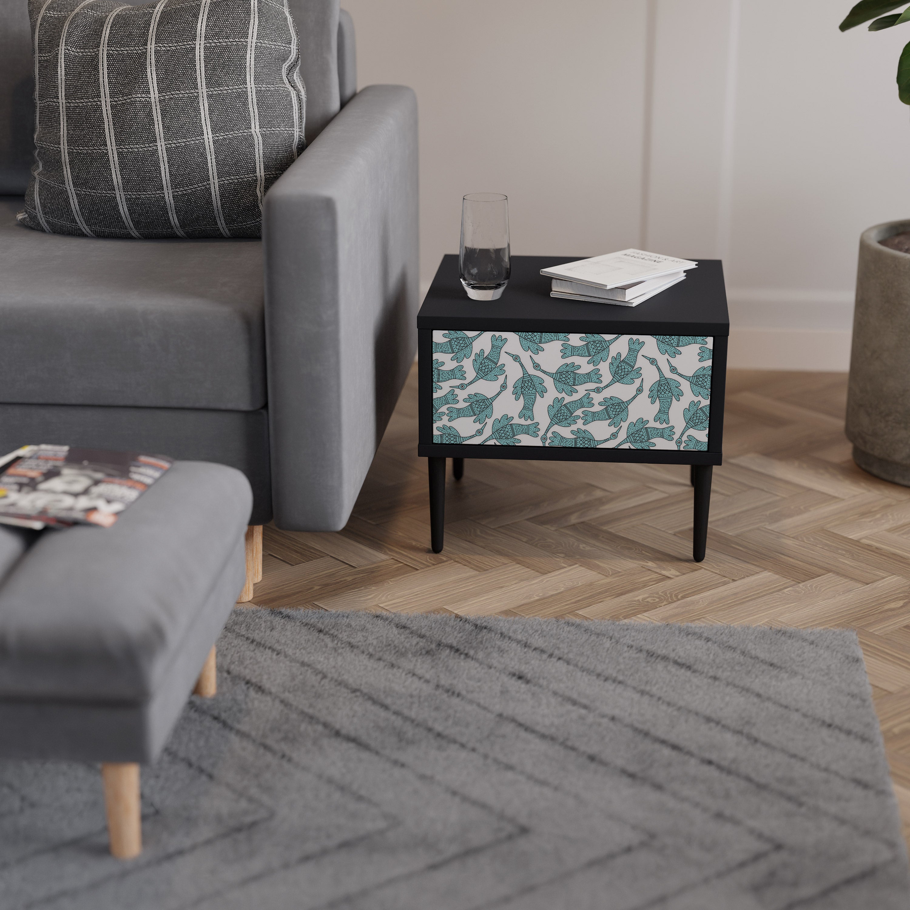 WATERSPOUT SONGIBIRD Nightstand in Black Finish