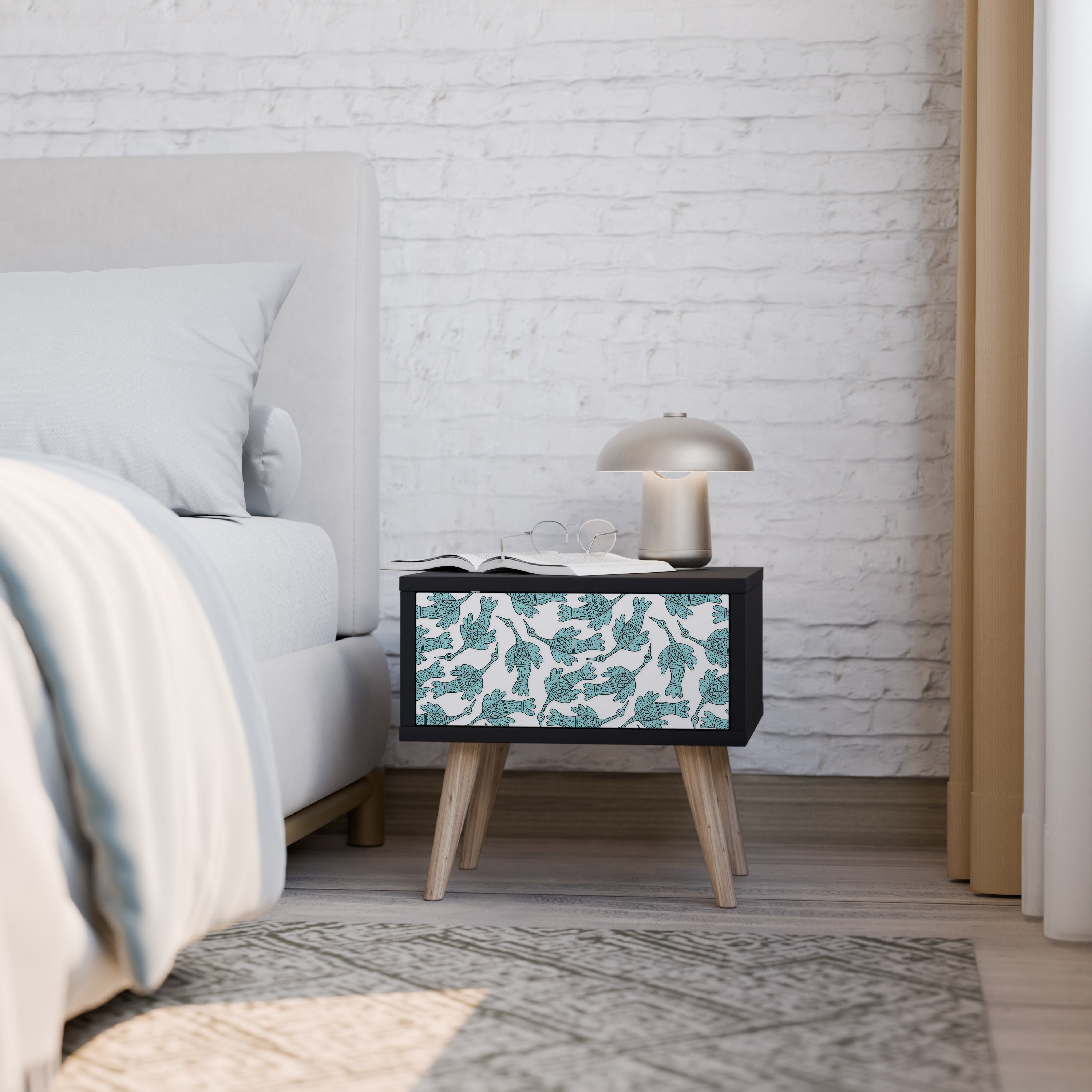 WATERSPOUT SONGIBIRD Nightstand in Black Finish