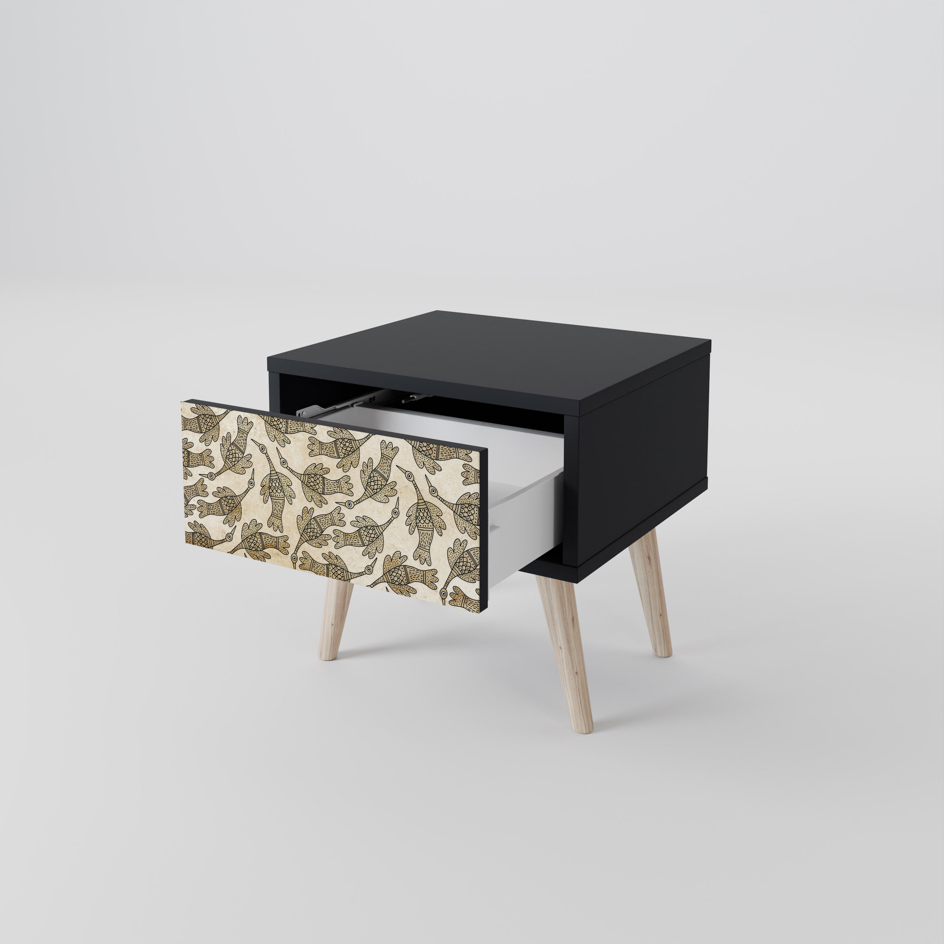 ALMONDINE SONGBIRD Nightstand in Black Finish