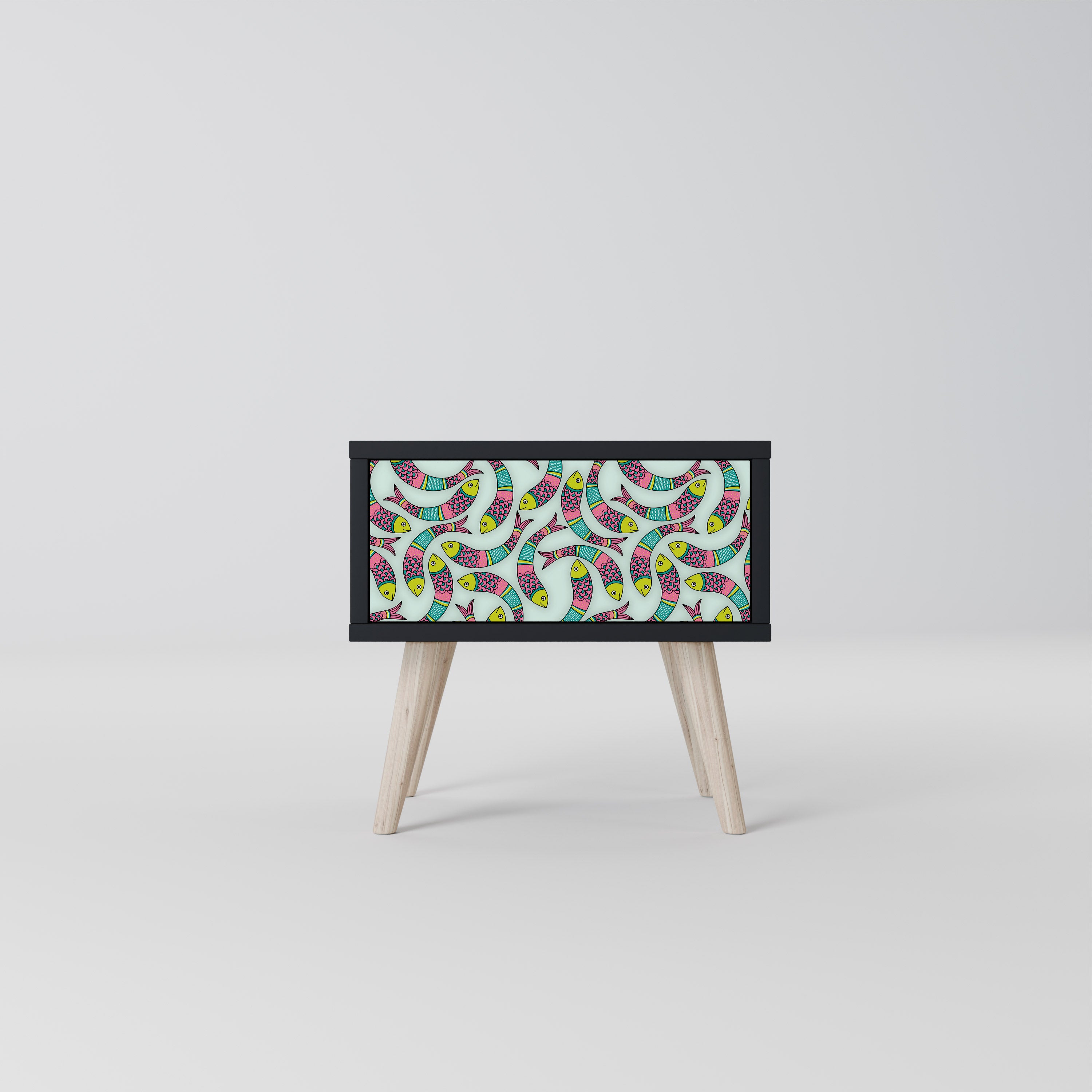 INDIAN FISH Nightstand in Black Finish
