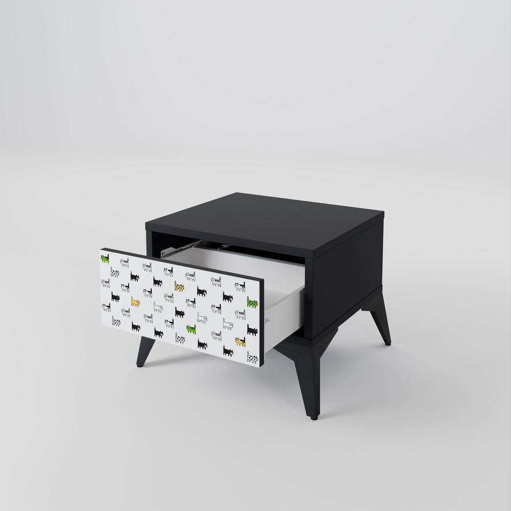 CATS COMPILATION Nightstand in Black Finish
