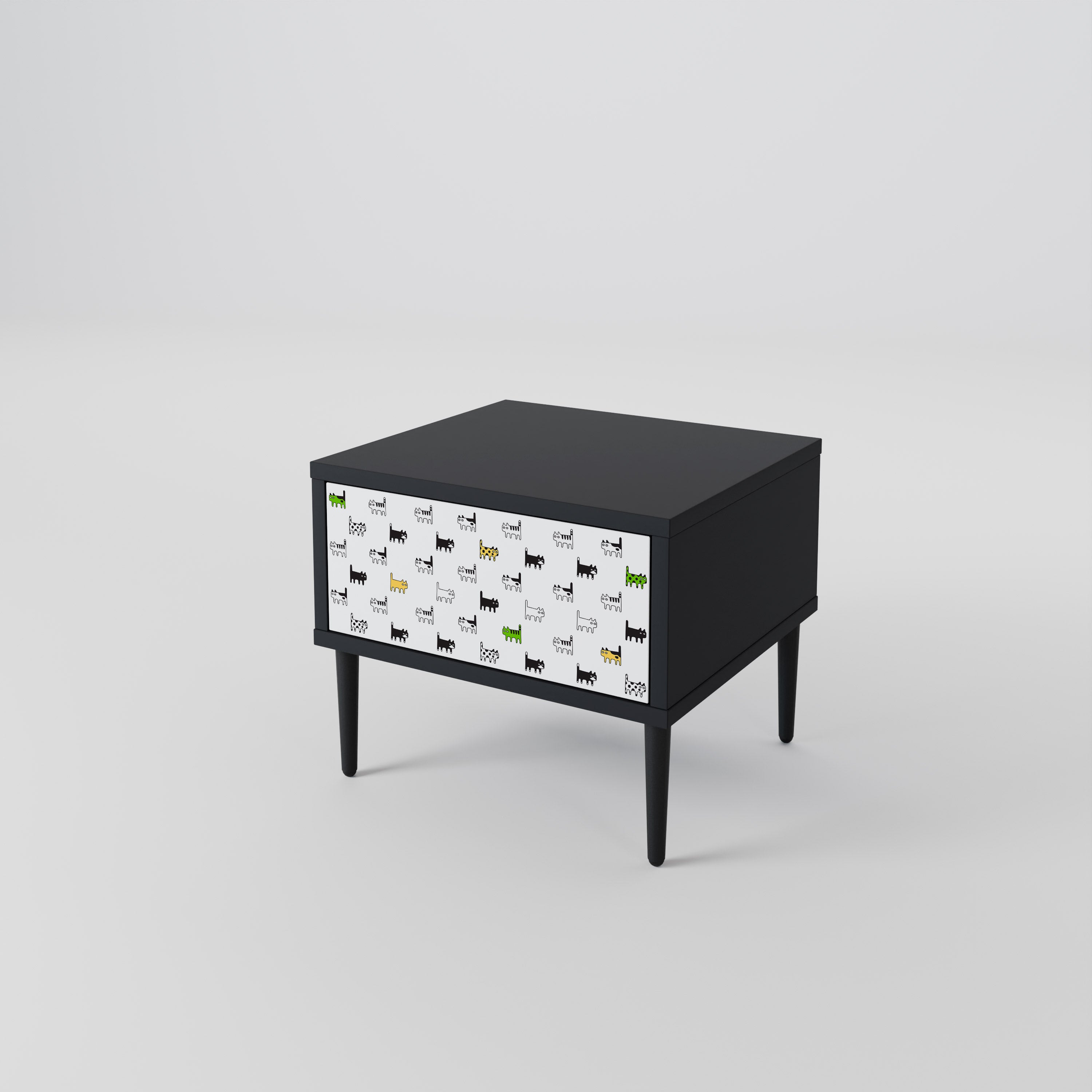 CATS COMPILATION Nightstand in Black Finish